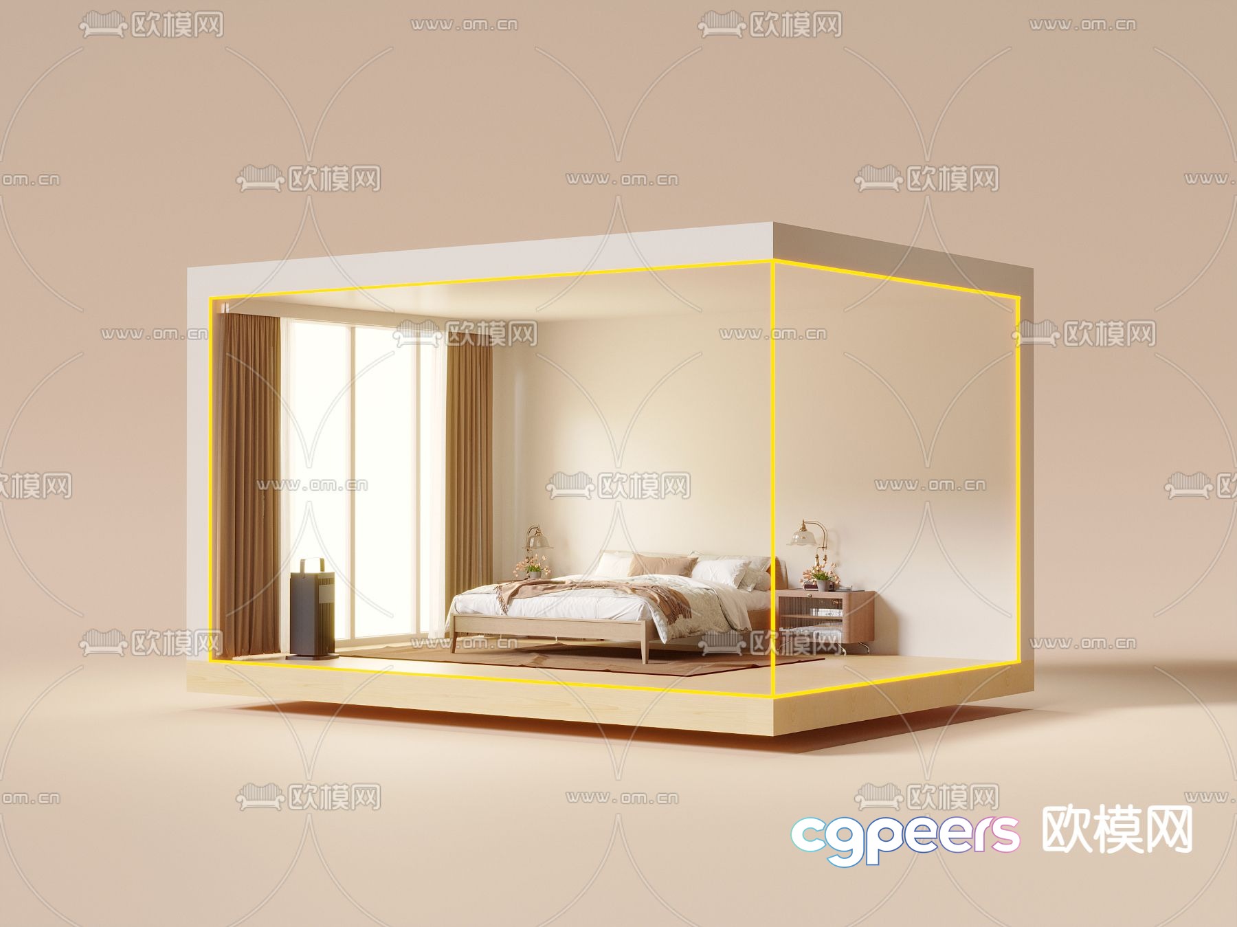 Japanese style double bed 3d model Japanese style double bed 3d model