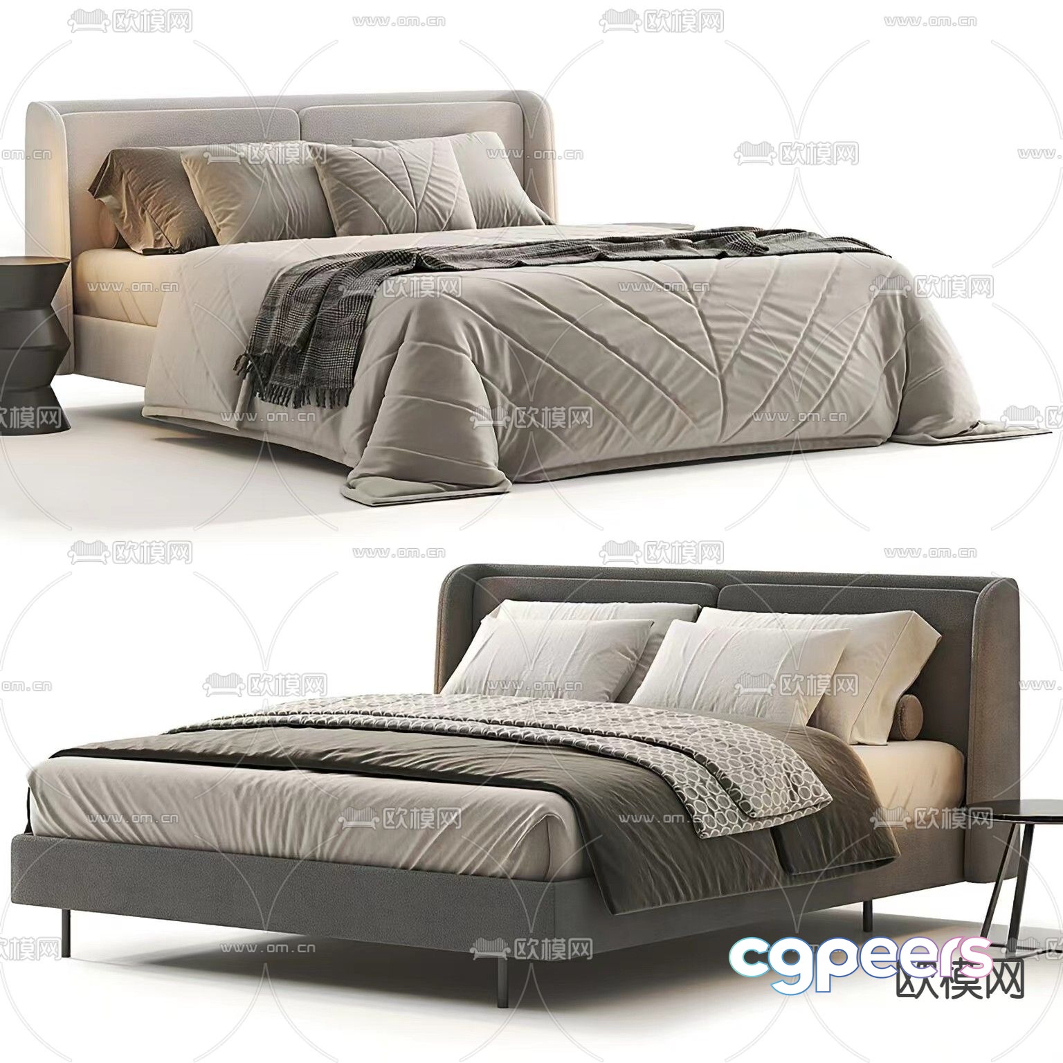 Modern double bed 3d model Modern double bed 3d model