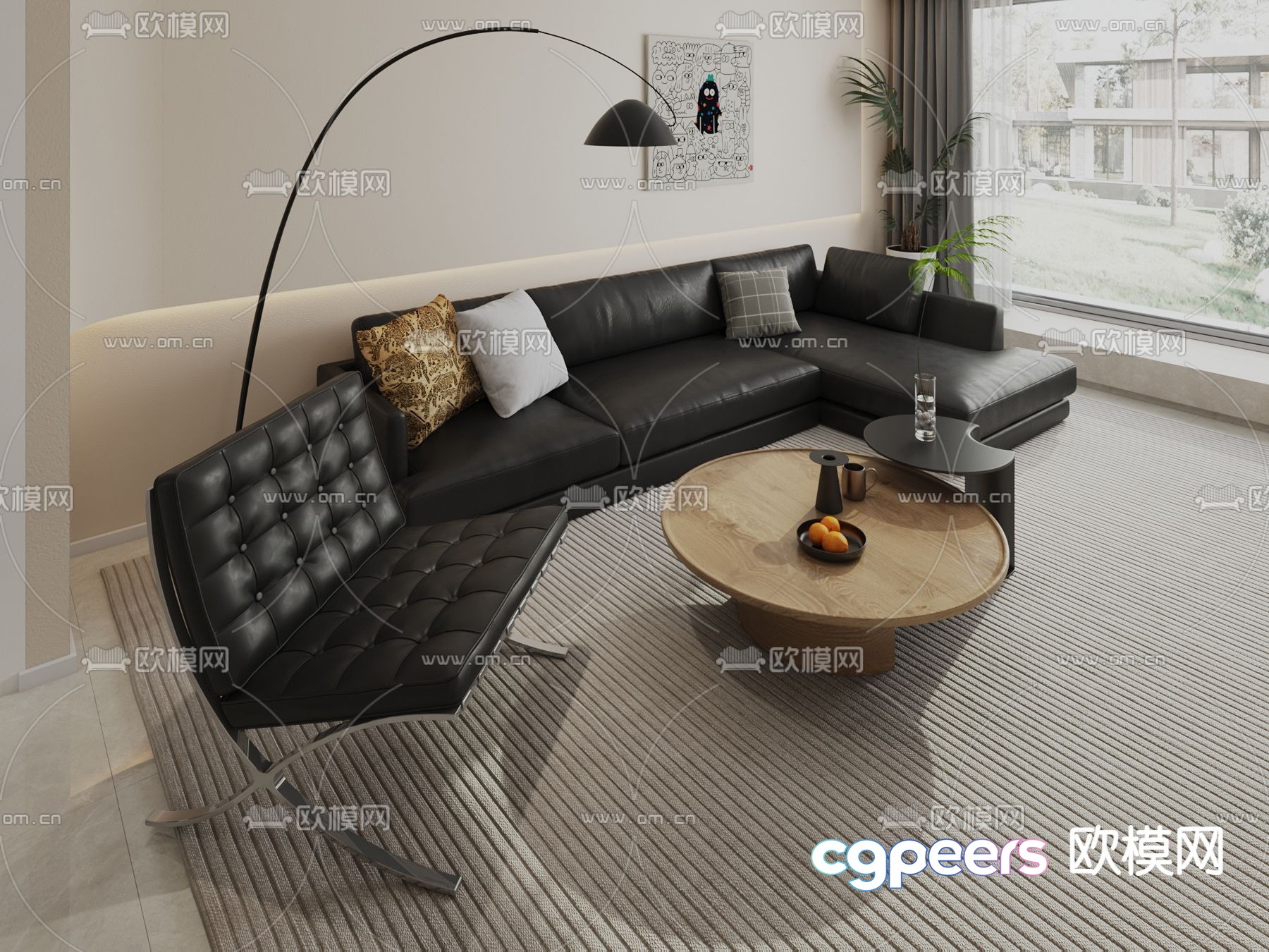 Modern sectional sofa 3d model Modern sectional sofa 3d model