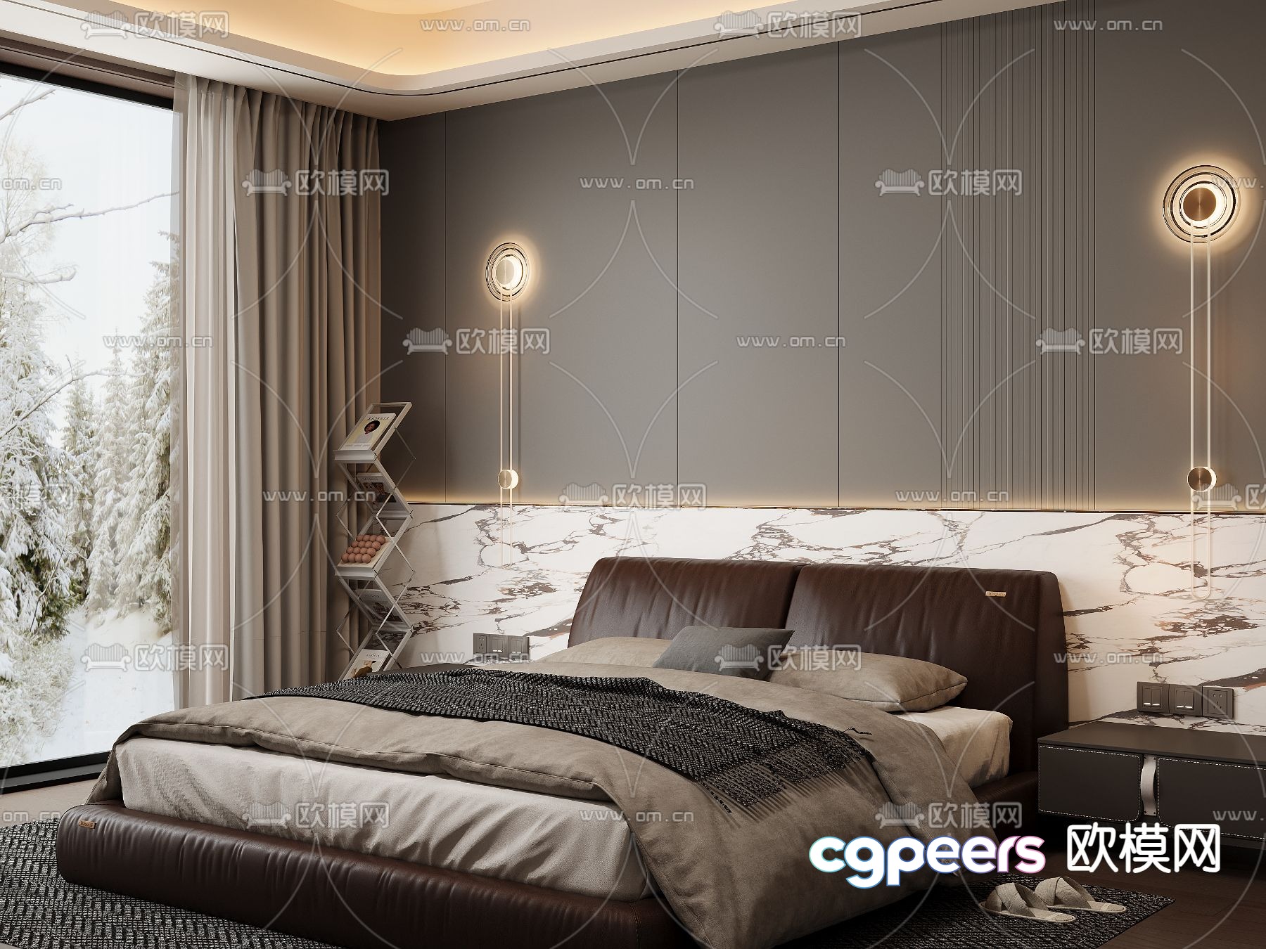 Modern double bed 3d model Modern double bed 3d model