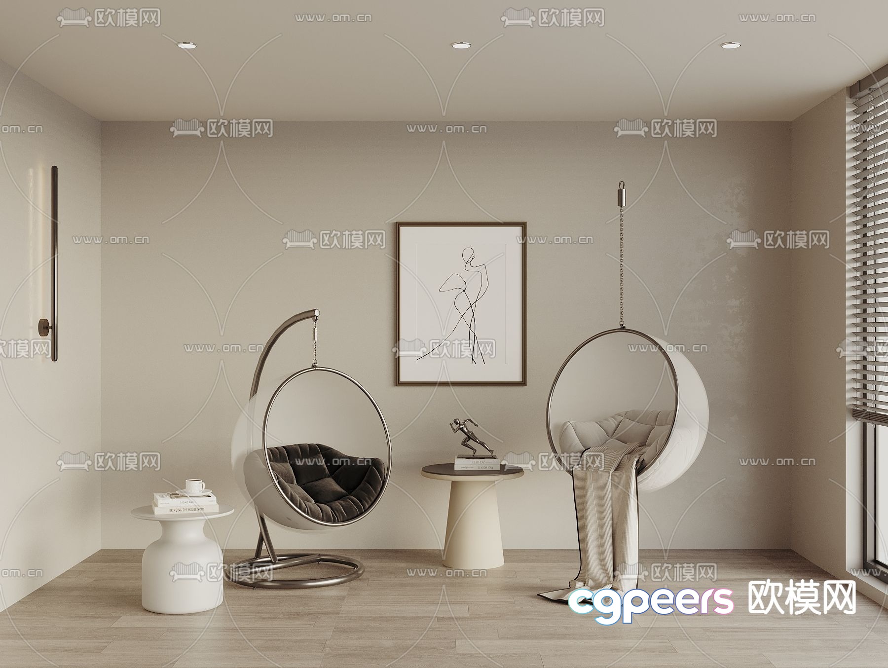Modern hanging chair eggshell chair 3d model Modern hanging chair eggshell chair 3d model