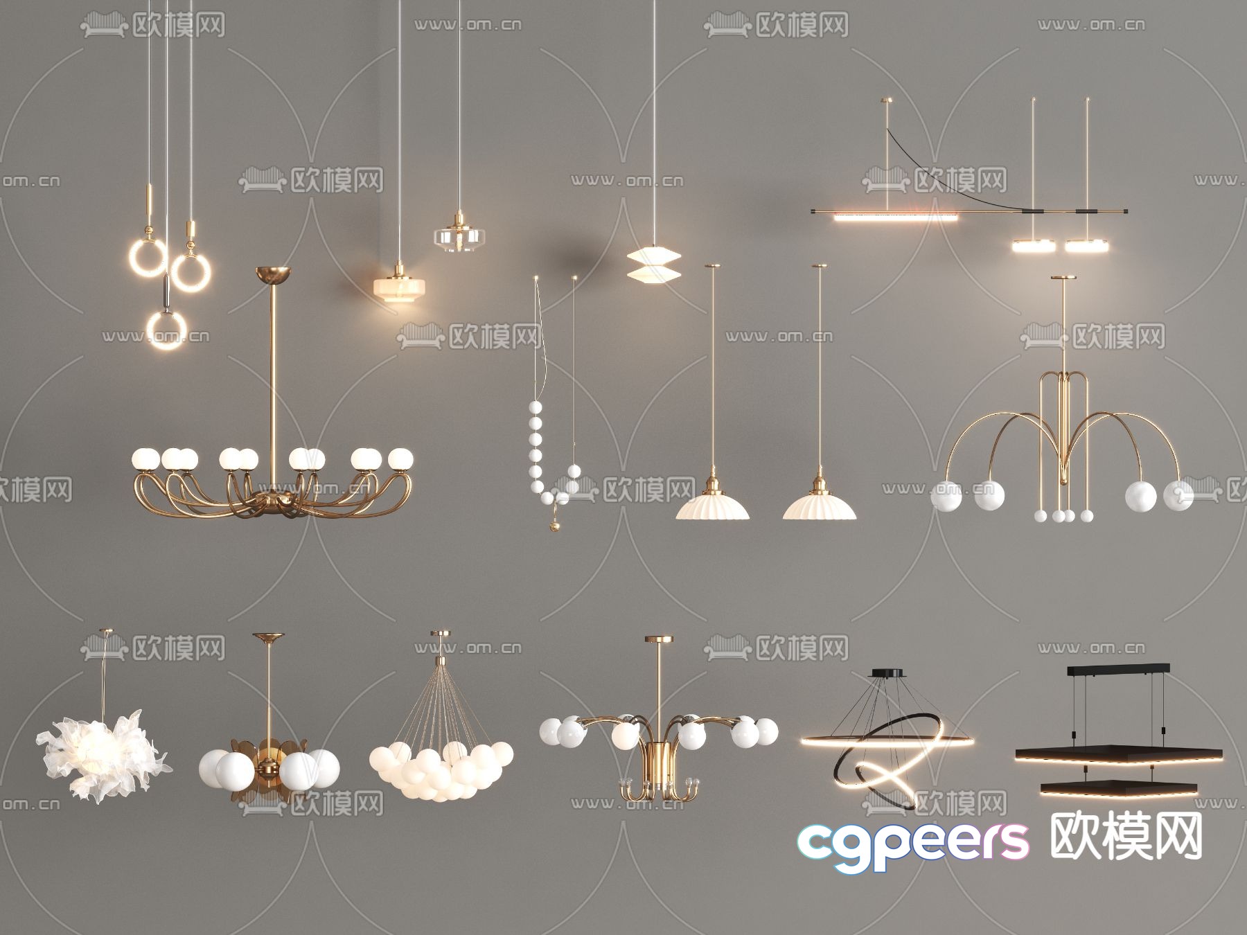 Light luxury chandelier hall chandelier 3d model Light luxury chandelier hall chandelier 3d model