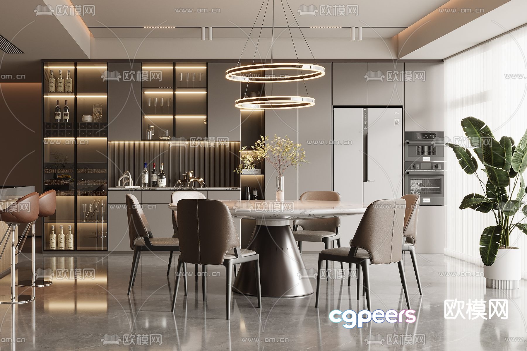 Modern restaurant round dining table 3d model Modern restaurant round dining table 3d model