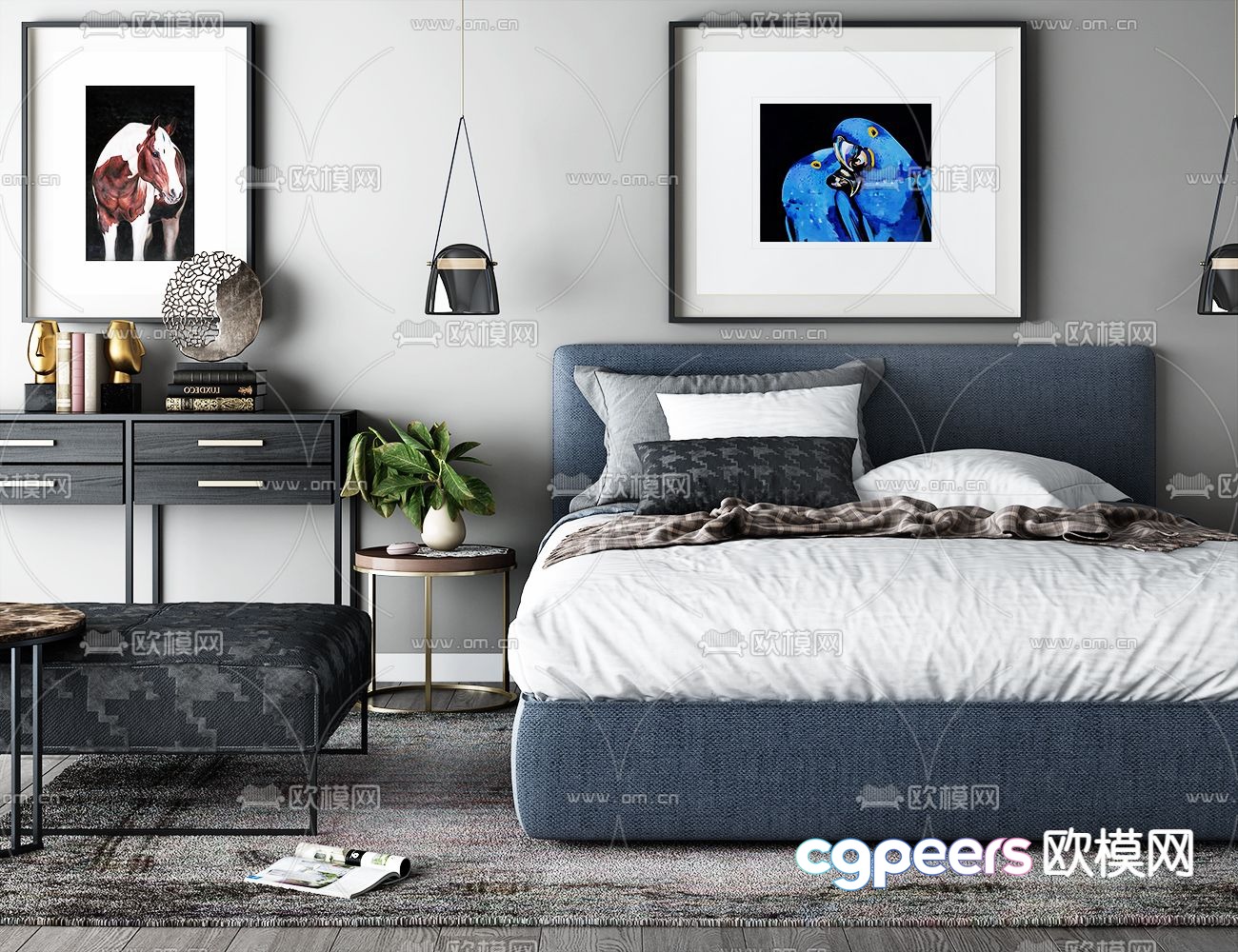 Modern single bed boy bed 3d model Modern single bed boy bed 3d model