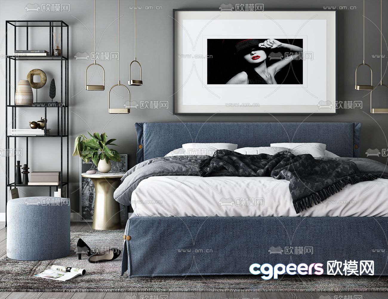 Modern double bed 3d model Modern double bed 3d model