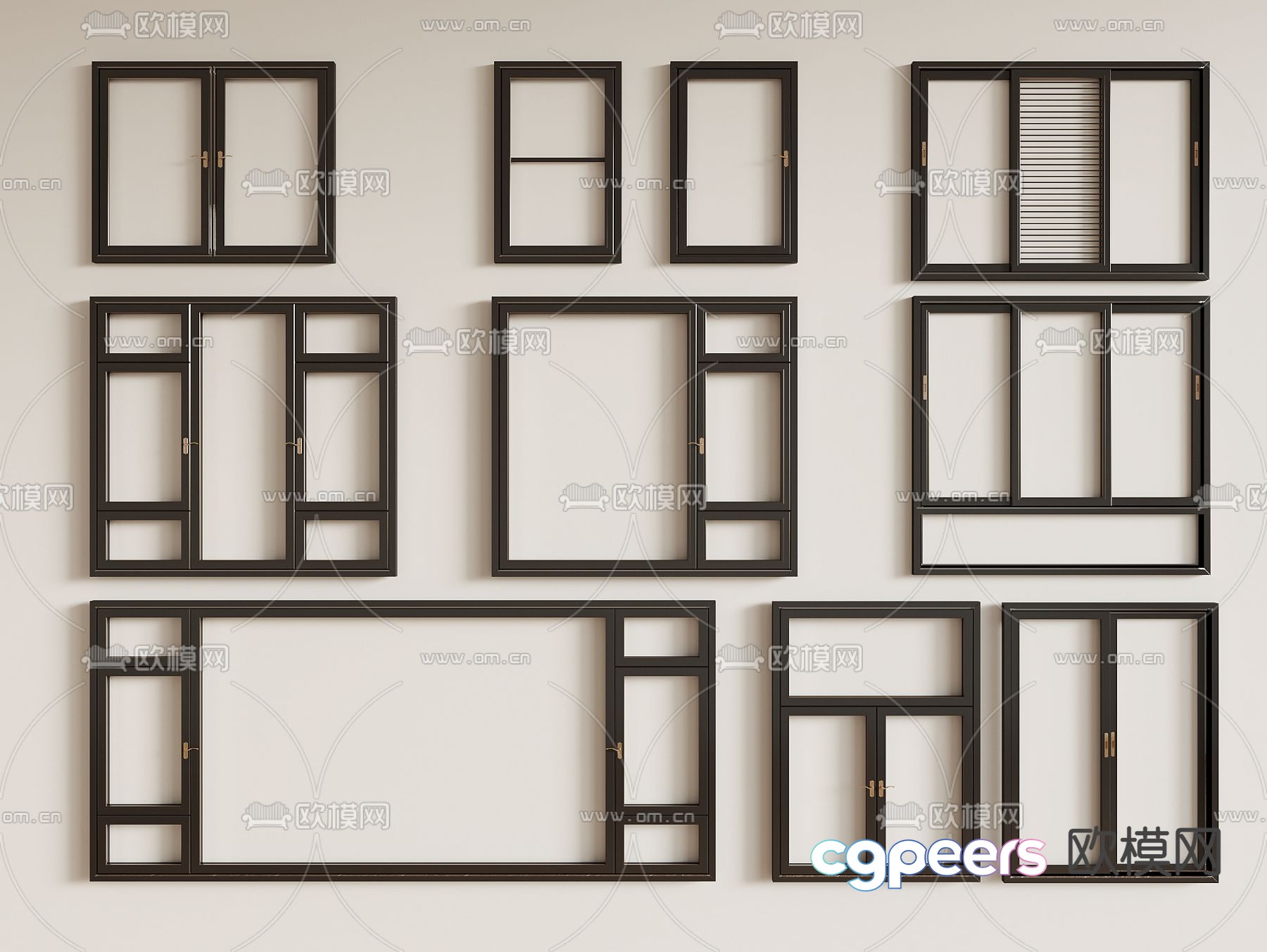 Modern aluminum window 3d model Modern aluminum window 3d model