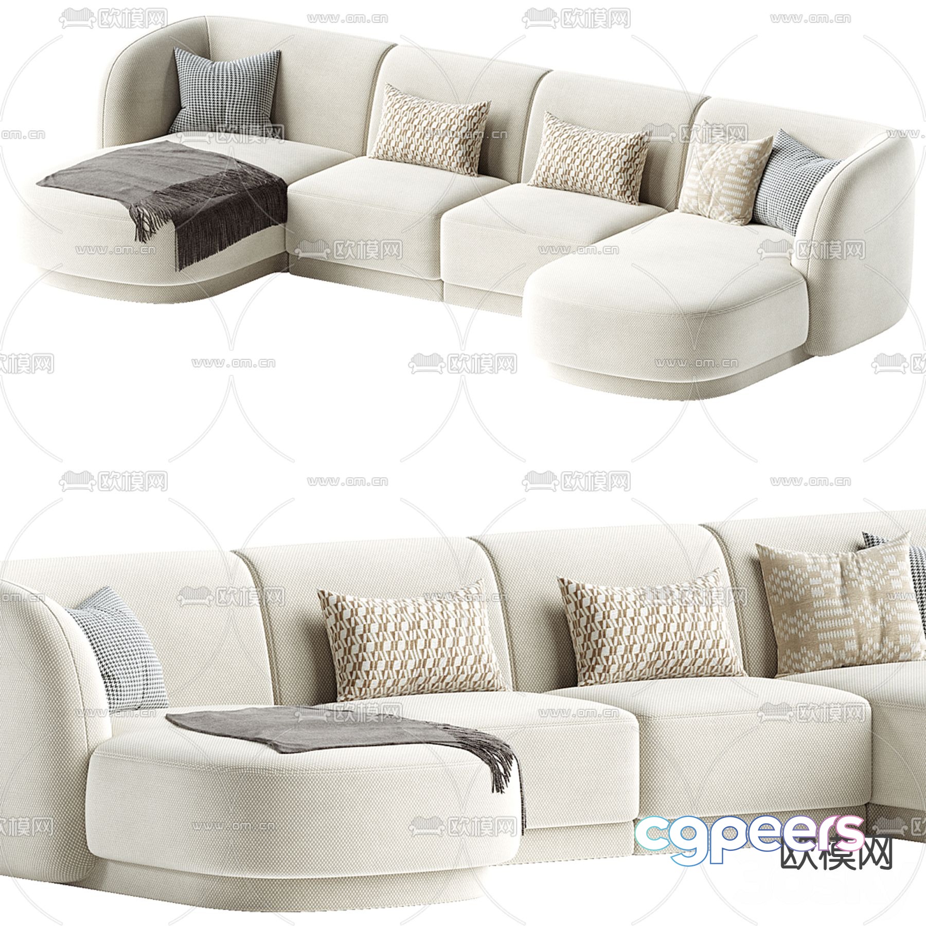 Multi-person sofa fabric sofa 3d model Multi-person sofa fabric sofa 3d model