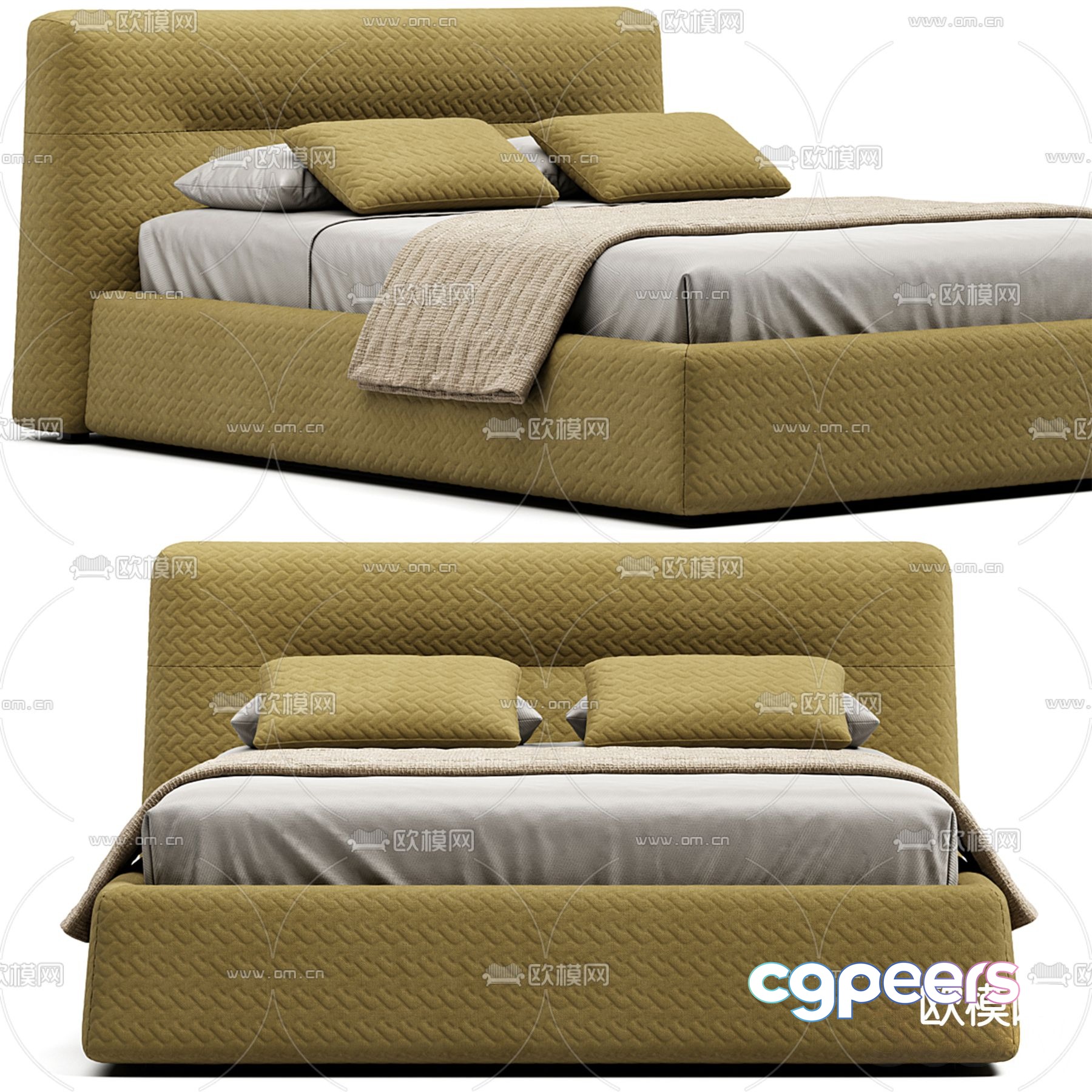 Modern double bed 3d model Modern double bed 3d model
