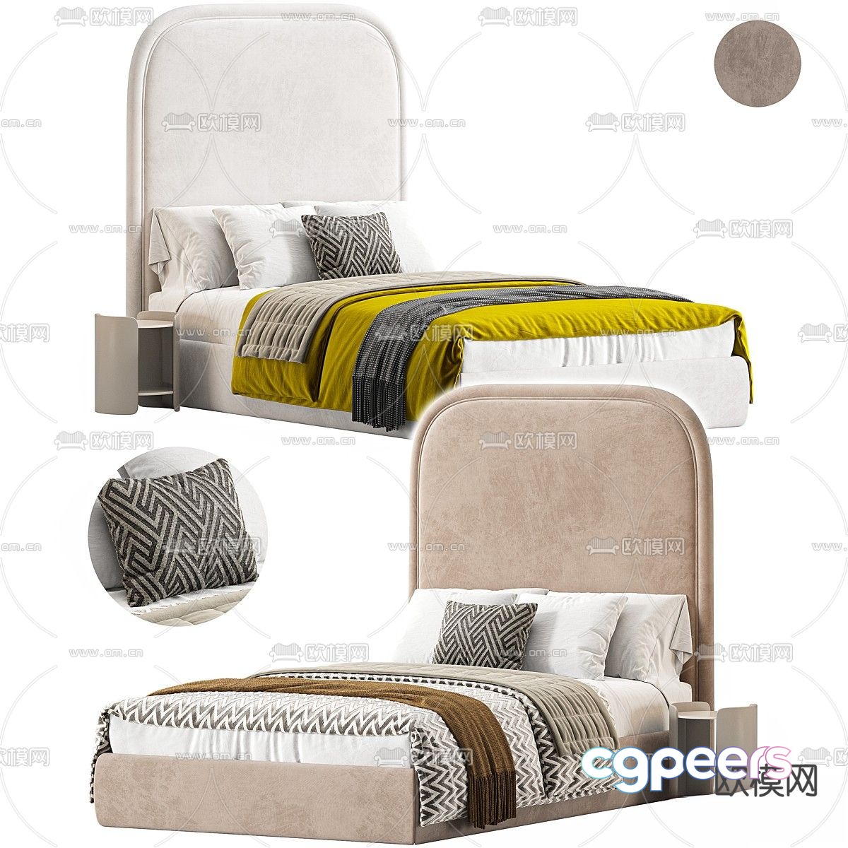 Modern double bed 3d model Modern double bed 3d model