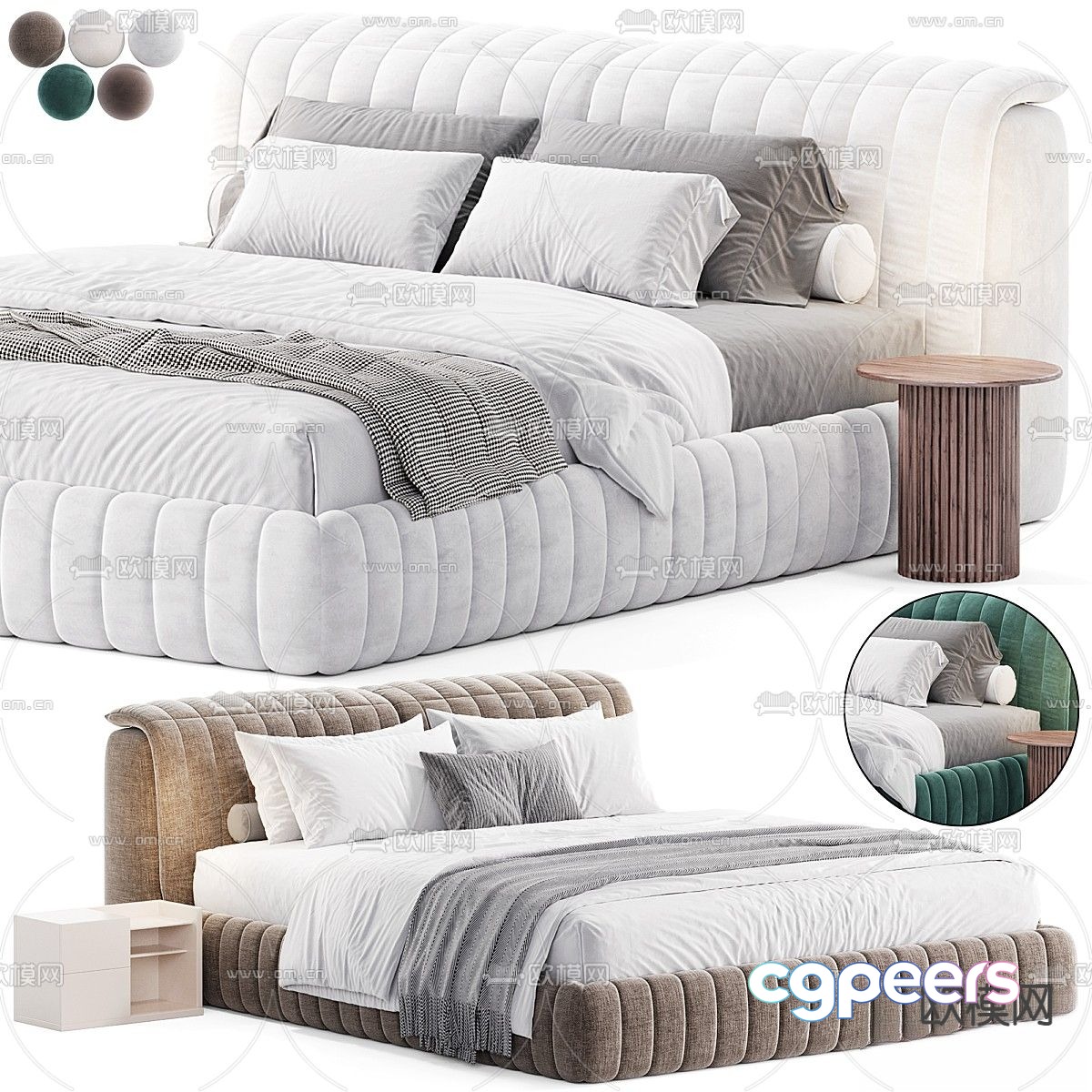 Modern double bed 3d model Modern double bed 3d model