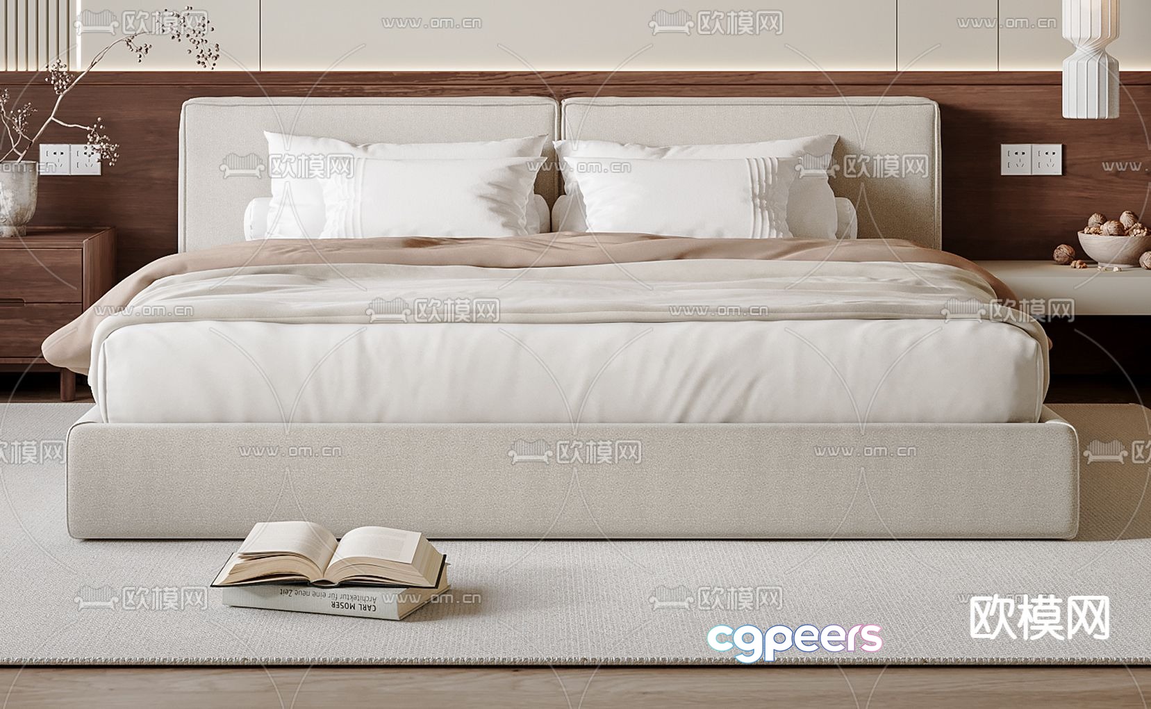 Wabi-sabi double bed 3d model Wabi-sabi double bed 3d model