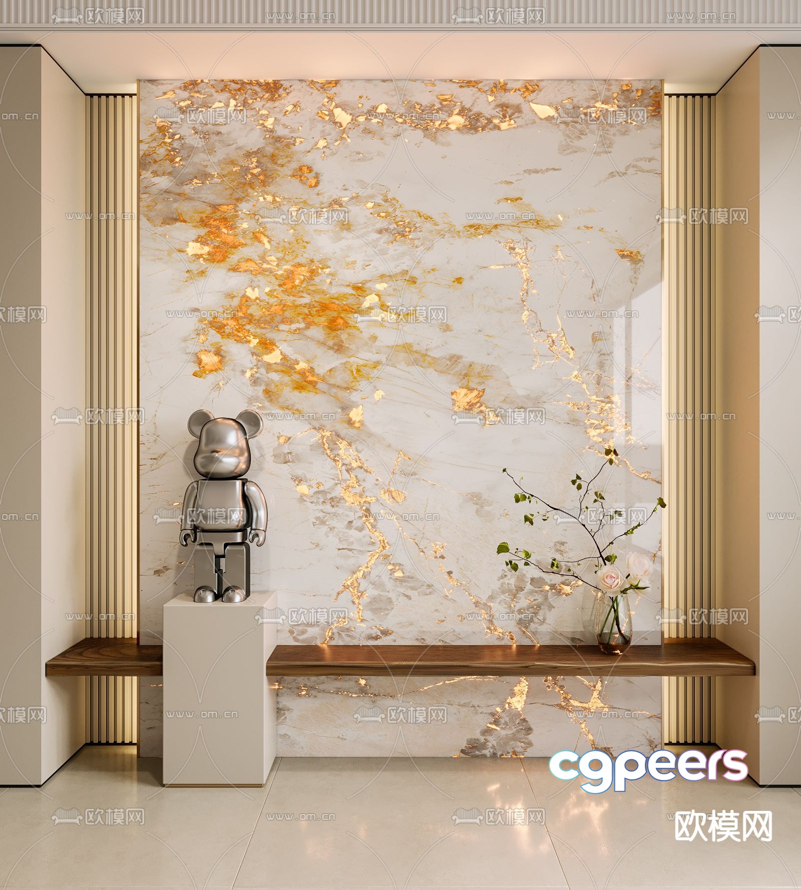 Translucent marble luxury stone background wall 3d model Translucent marble luxury stone background wall 3d model