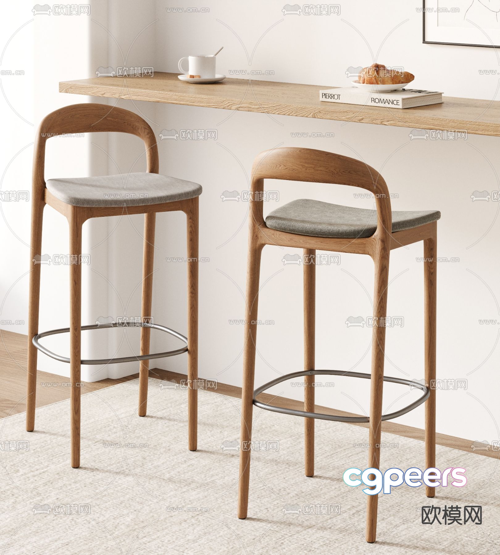 Nordic bar stool bar stool high stool 3d model Nordic bar stool bar stool high stool 3d model