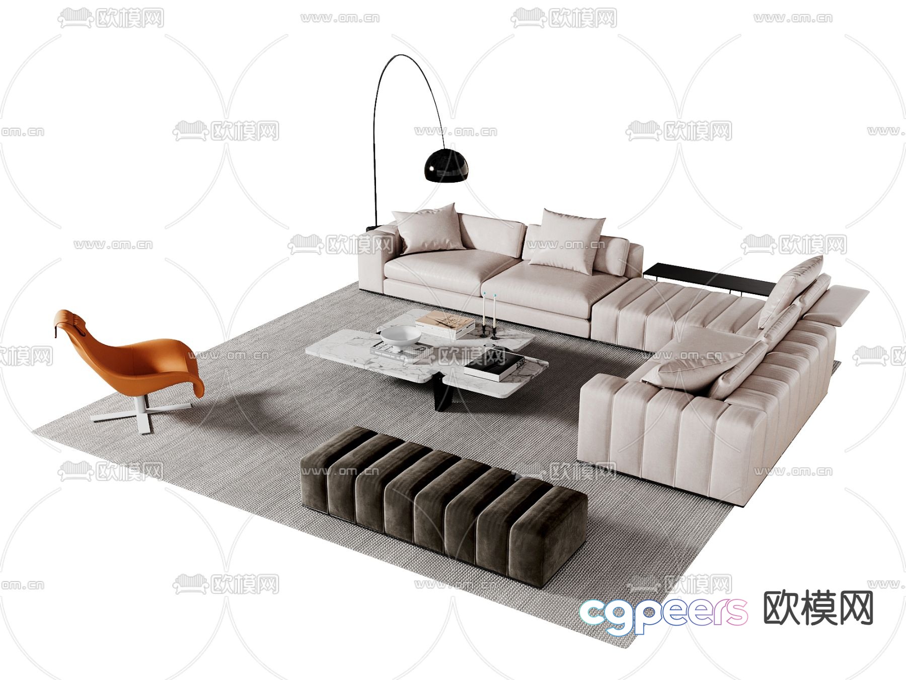Modern sectional sofa 3d model Modern sectional sofa 3d model