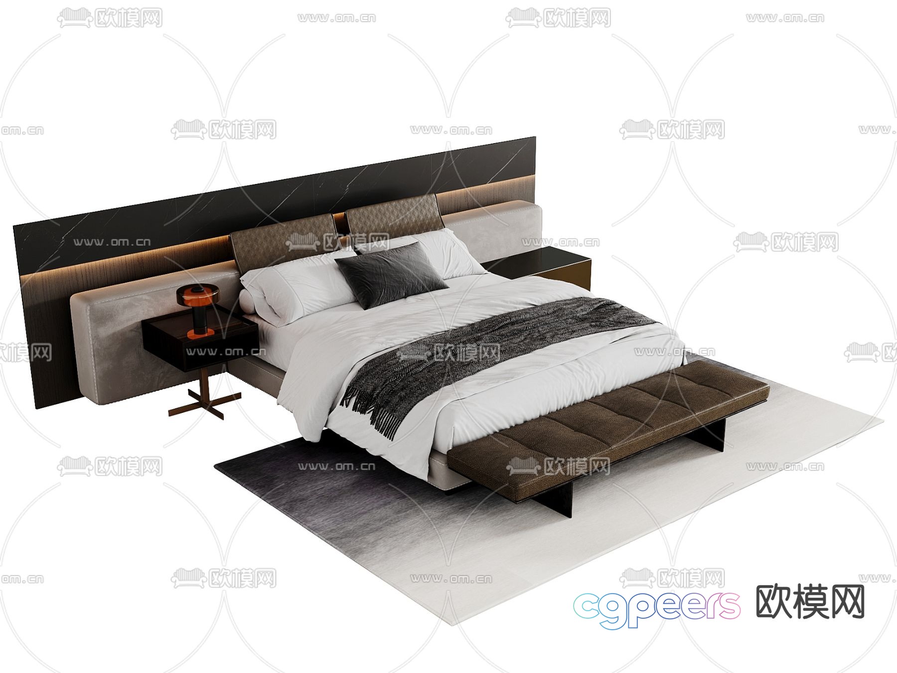Modern double bed 3d model Modern double bed 3d model