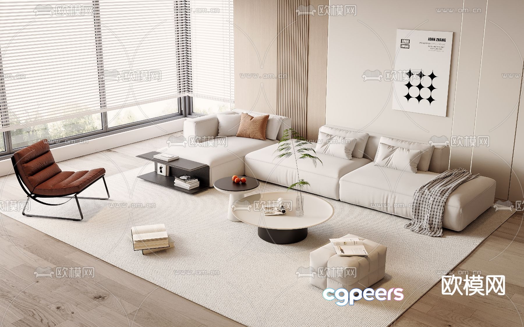 Cream style modular sofa corner sofa 3d model Cream style modular sofa corner sofa 3d model