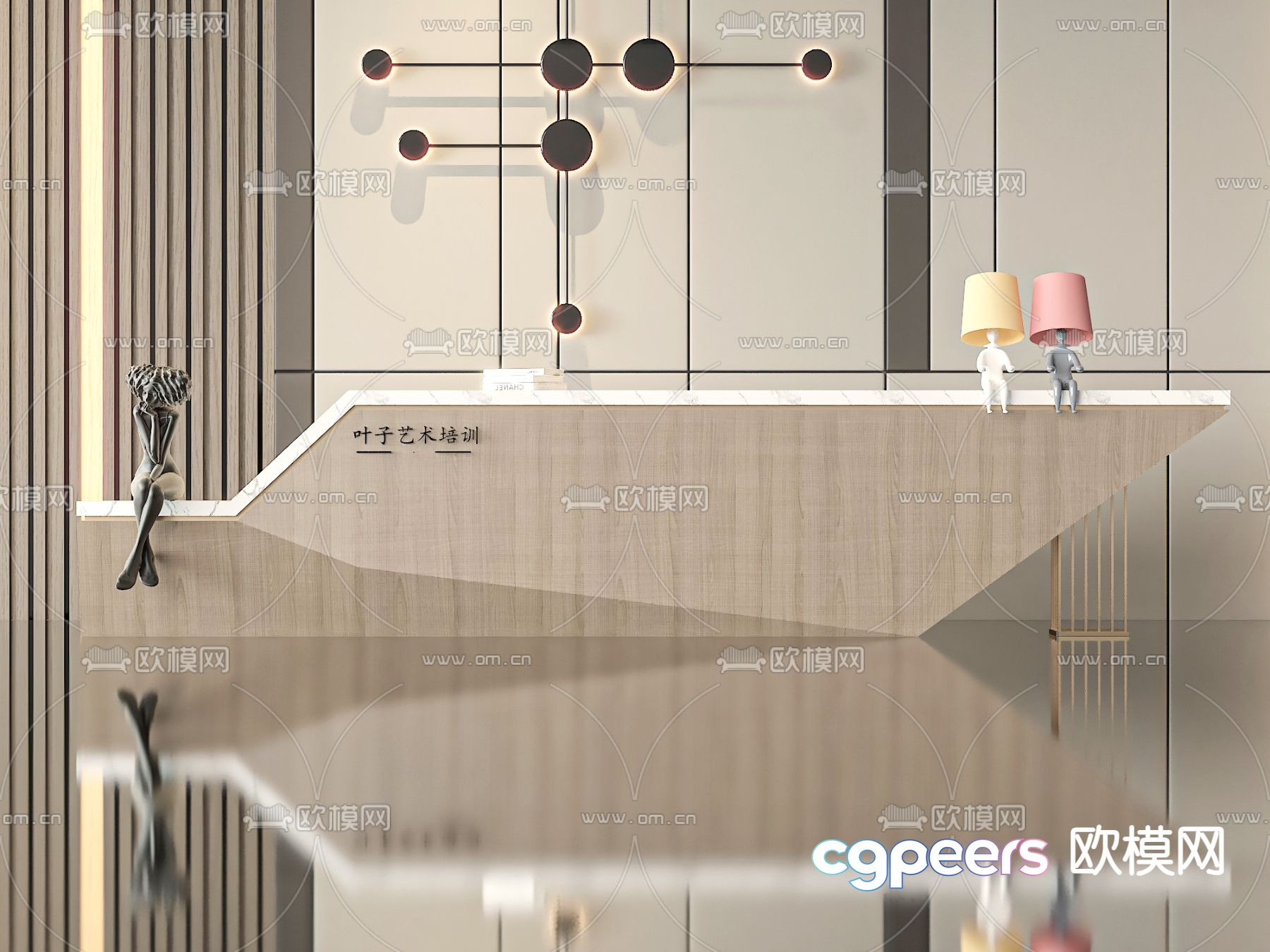 Front desk reception desk 3d model Front desk reception desk 3d model