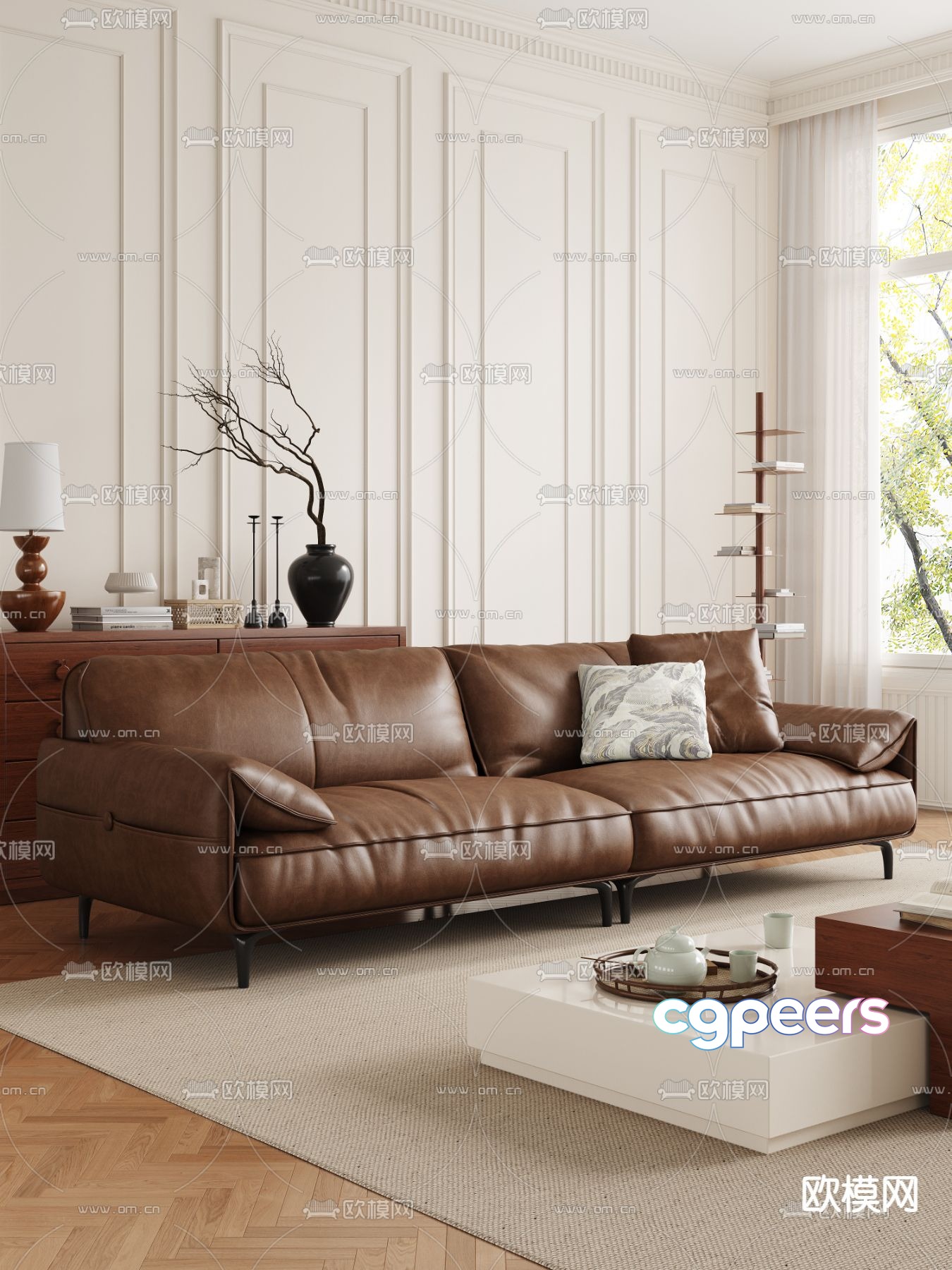 Leather Sofa Double Sofa 3d model Leather Sofa Double Sofa 3d model