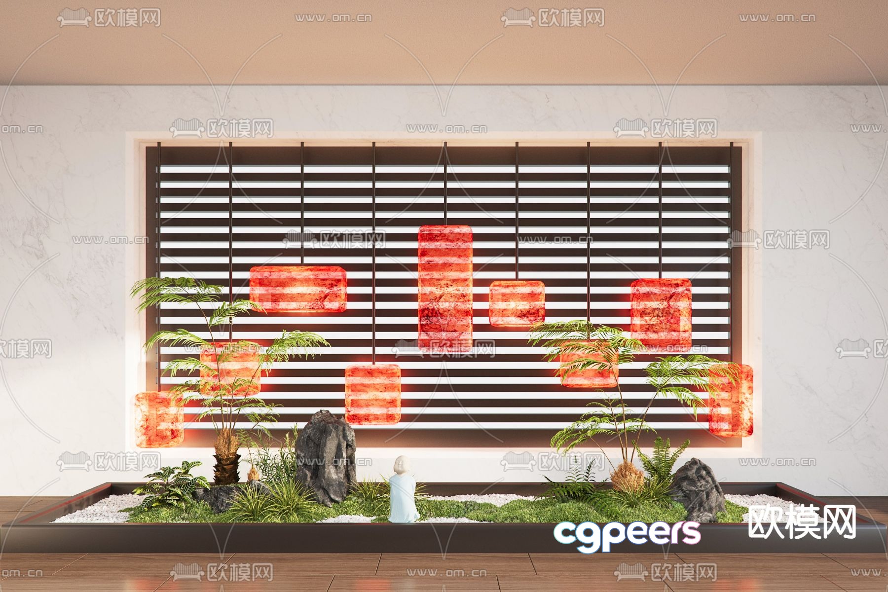 Modern interior landscaping 3d model Modern interior landscaping 3d model