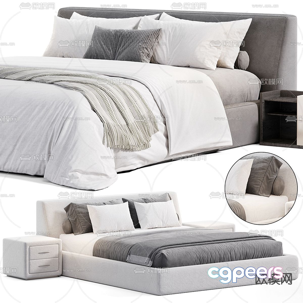 Modern double bed 3d model Modern double bed 3d model