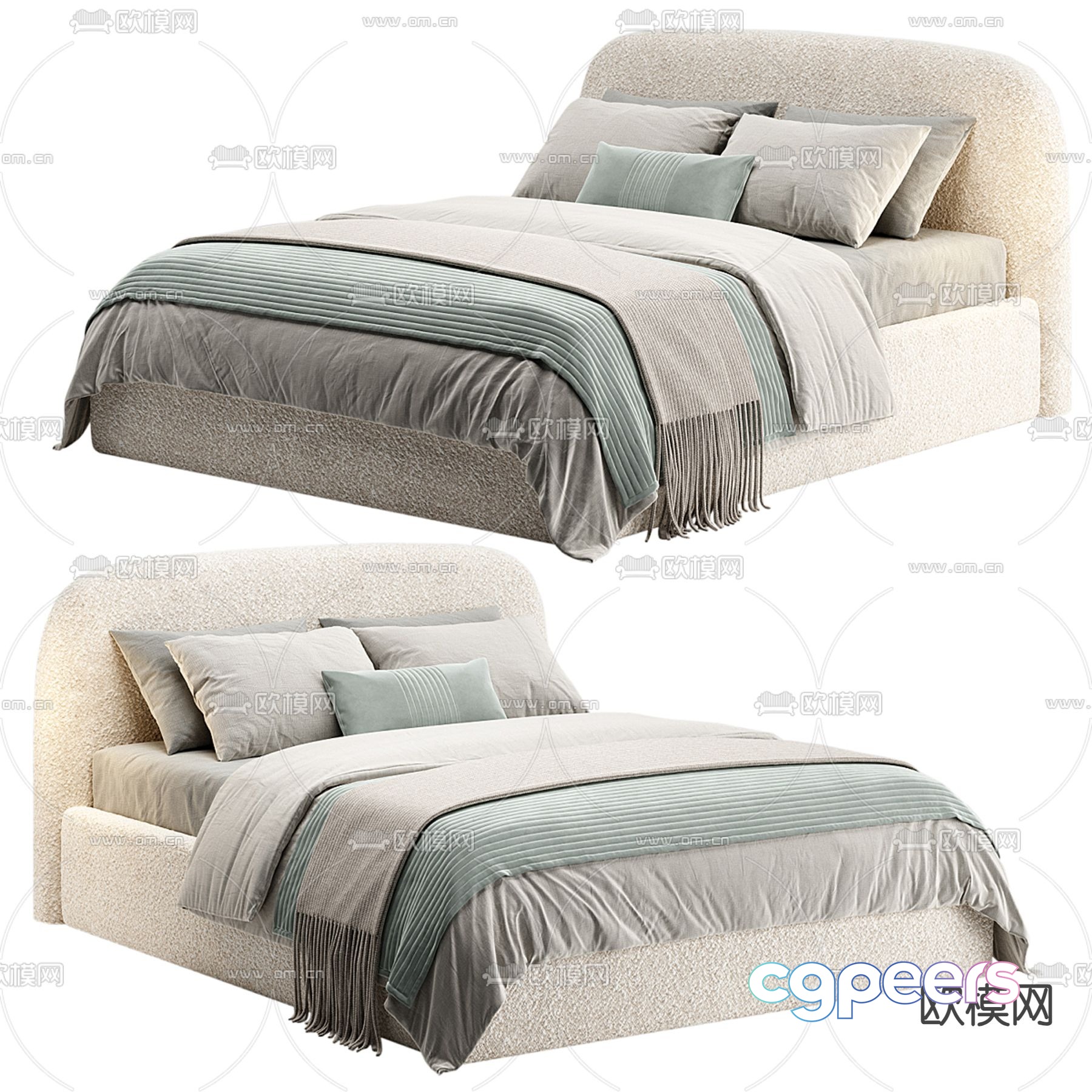 Modern double bed 3d model Modern double bed 3d model