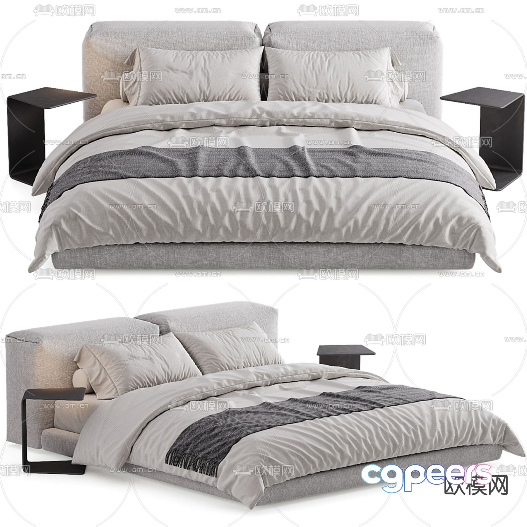 Modern double bed 3d model Modern double bed 3d model