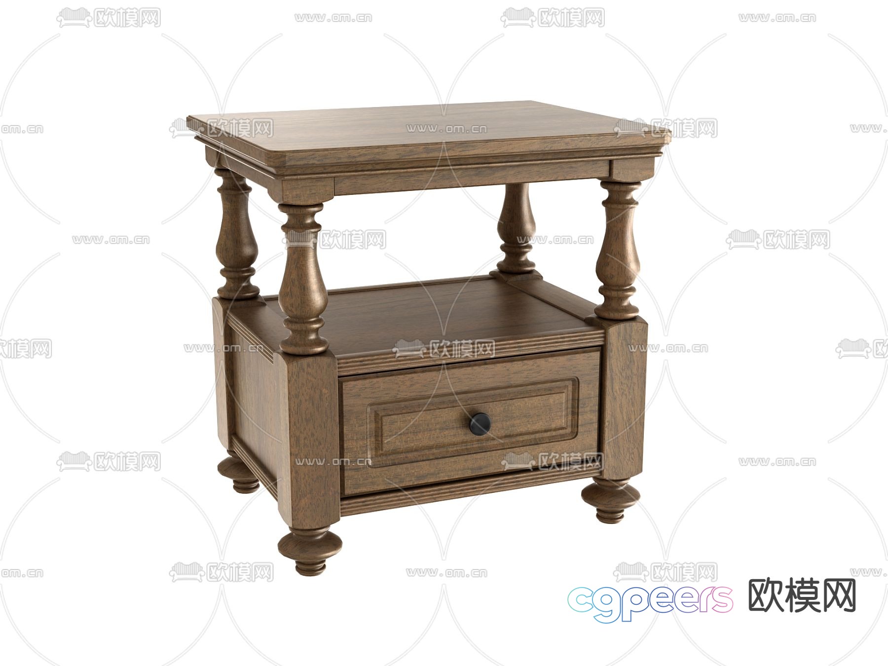 American bedside table 3d model American bedside table 3d model