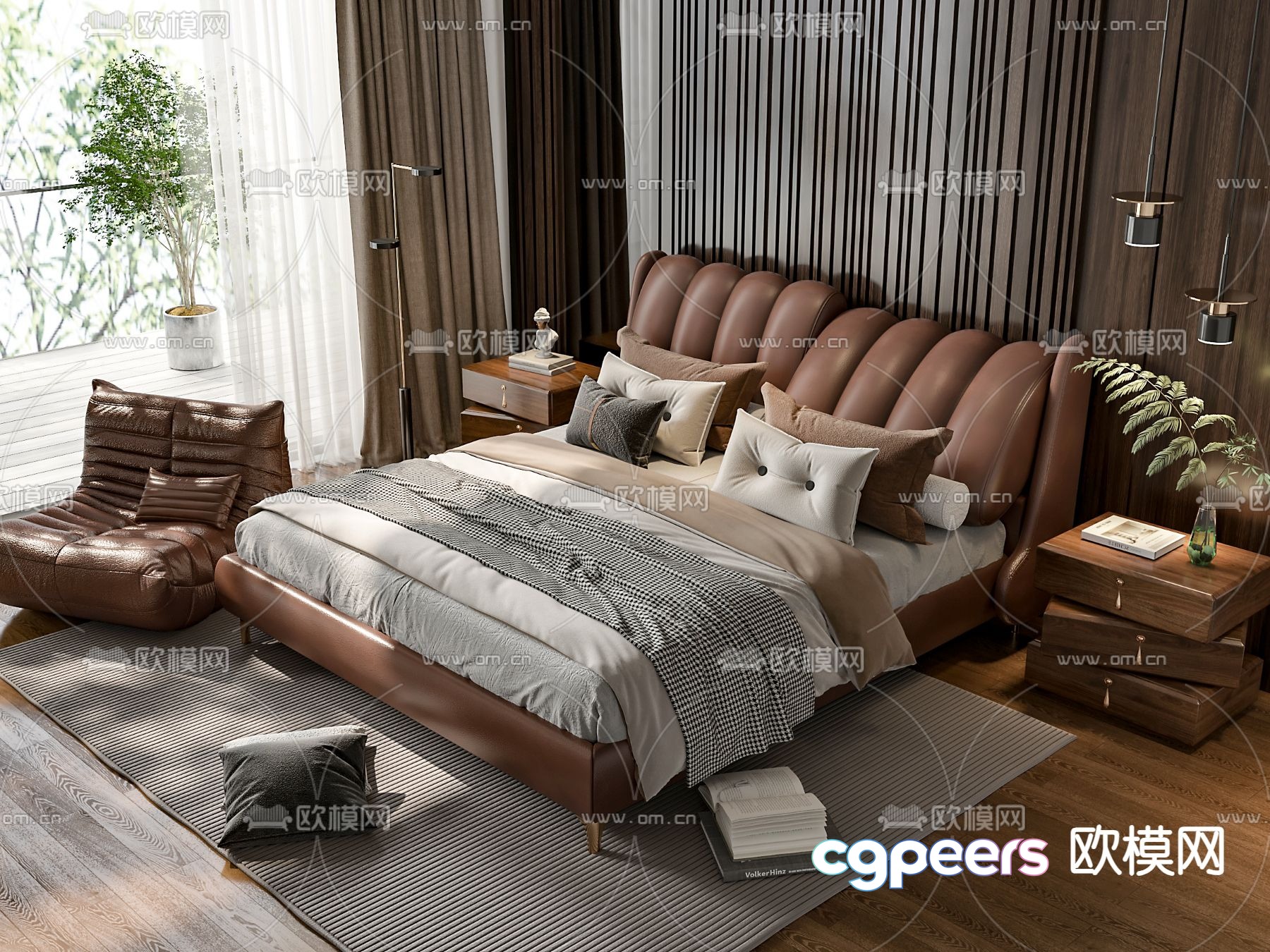 Modern double bed 3d model Modern double bed 3d model
