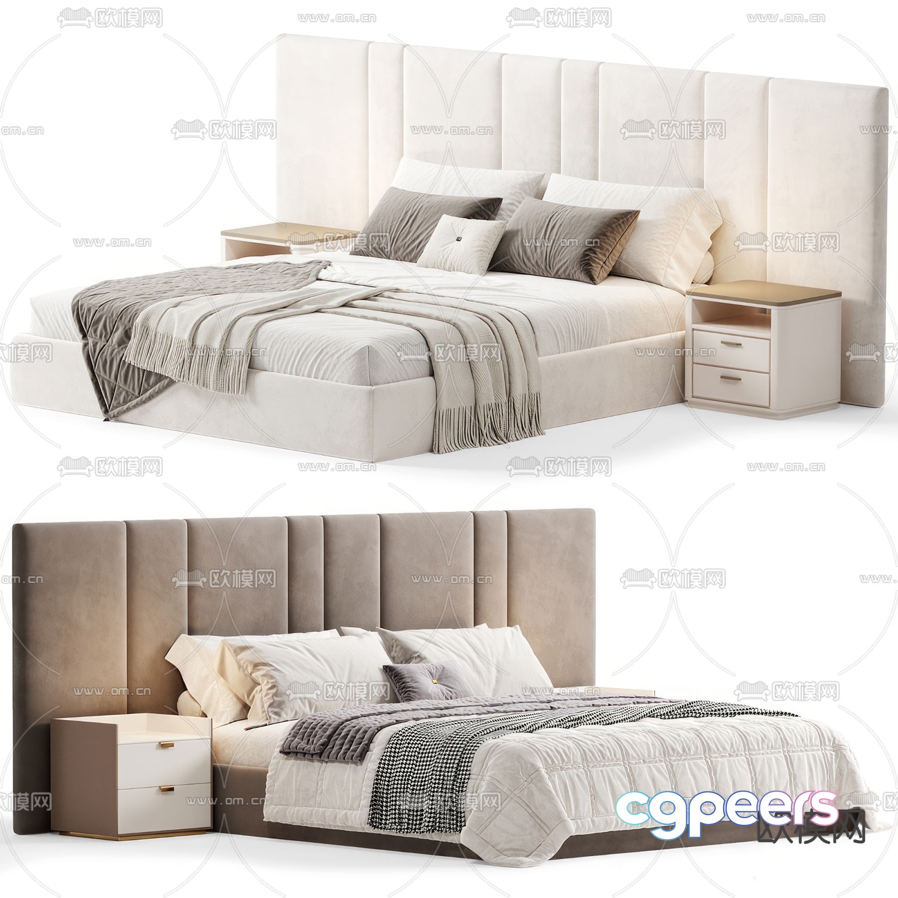 Fabric double bed 3d model Fabric double bed 3d model