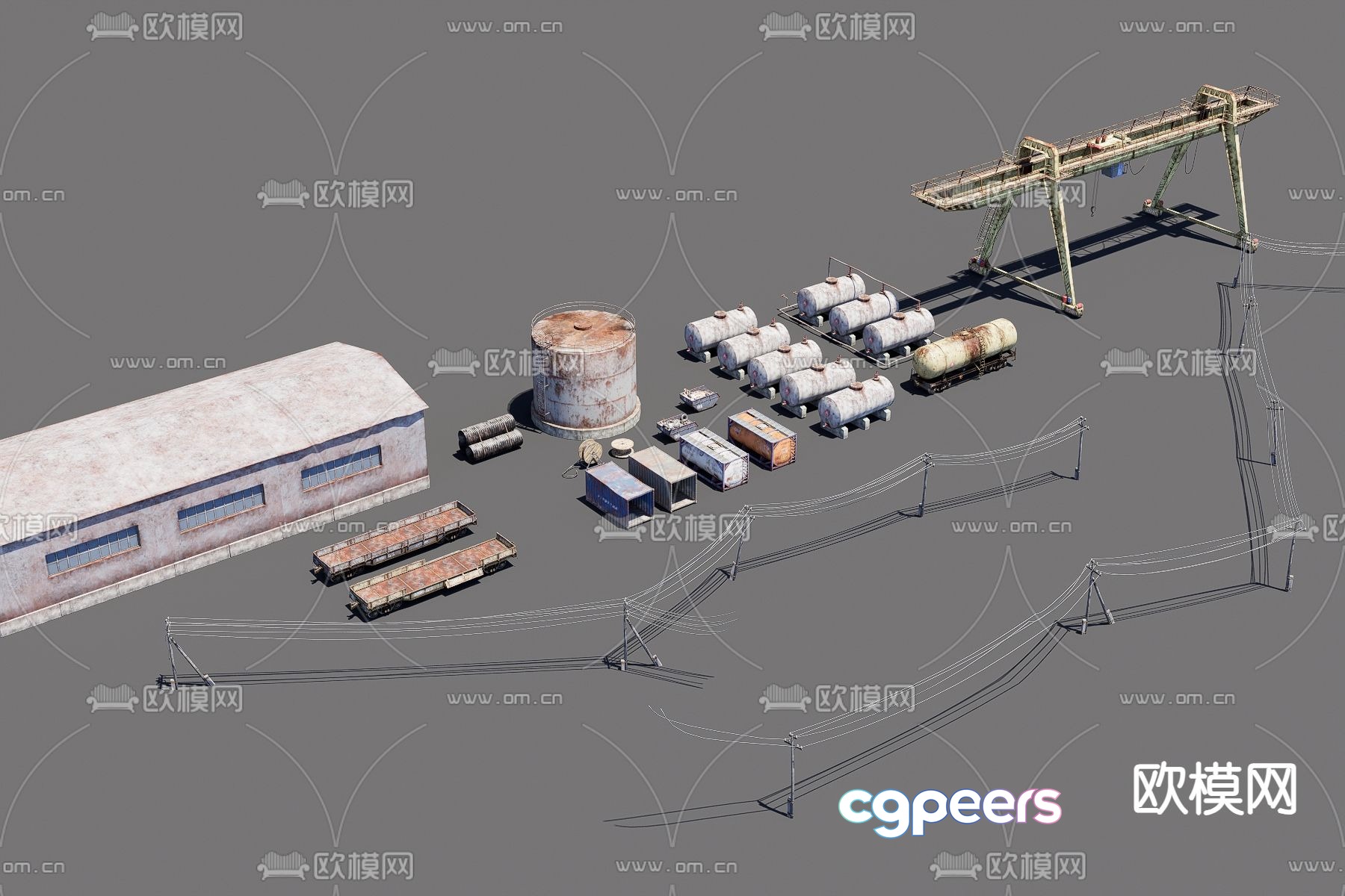 Gantry container telegraph pole hydraulic pump 3d model Gantry container telegraph pole hydraulic pump 3d model