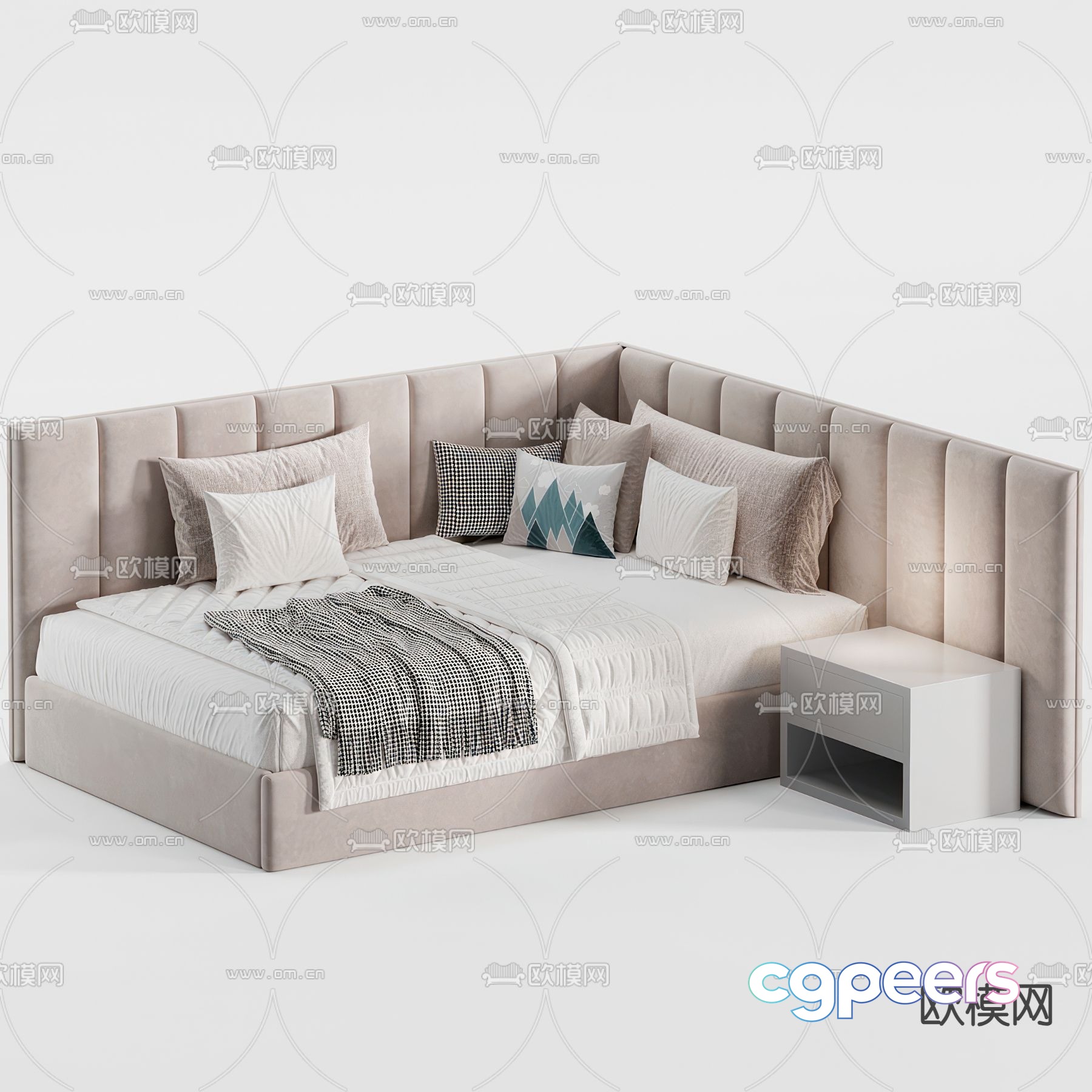 Modern single bed 3d model Modern single bed 3d model