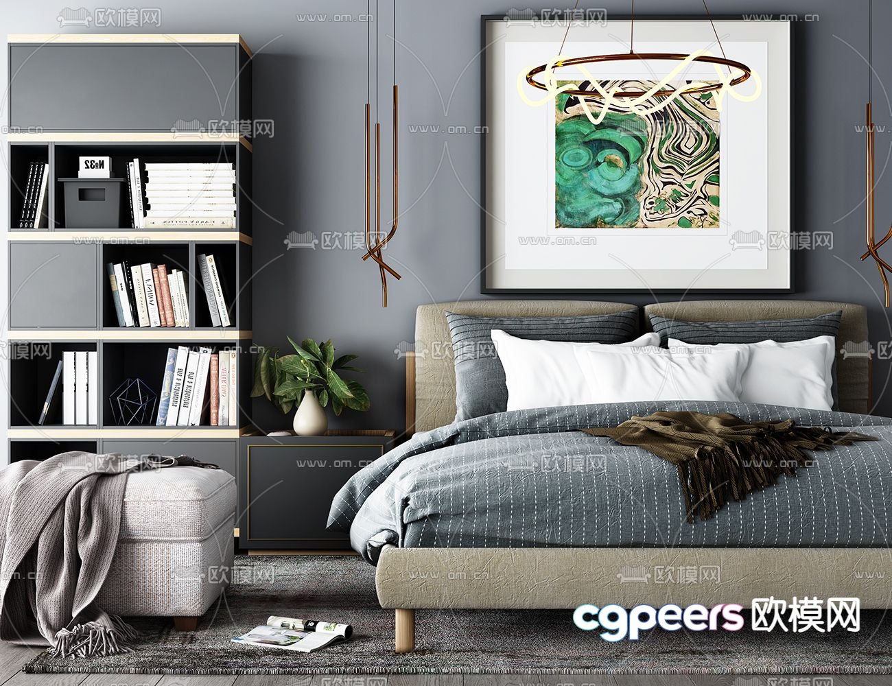 Modern double bed 3d model Modern double bed 3d model
