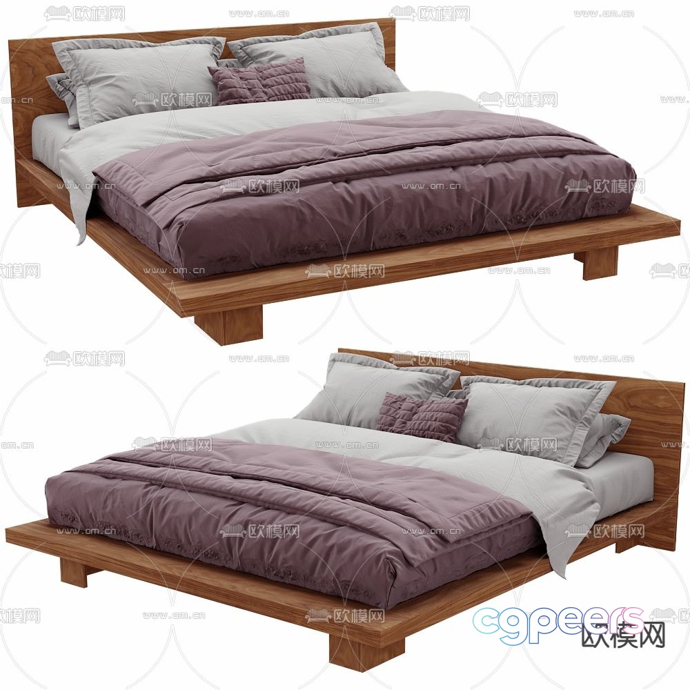 Modern double bed 3d model Modern double bed 3d model