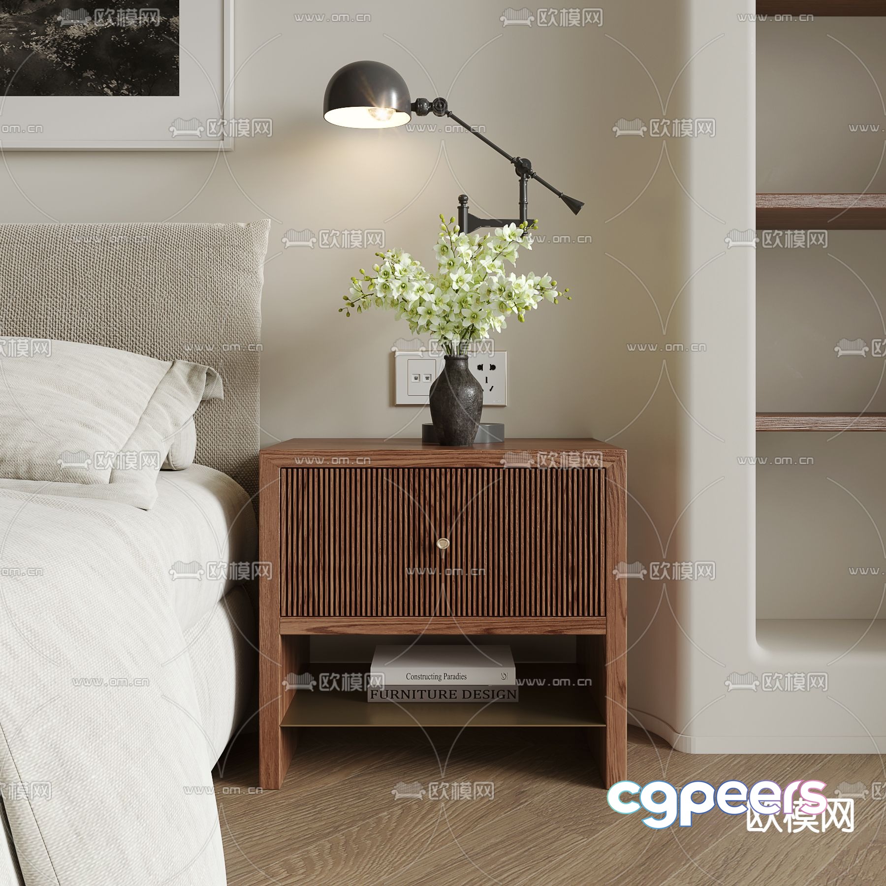 wabi-sabi bedside table 3d model wabi-sabi bedside table 3d model
