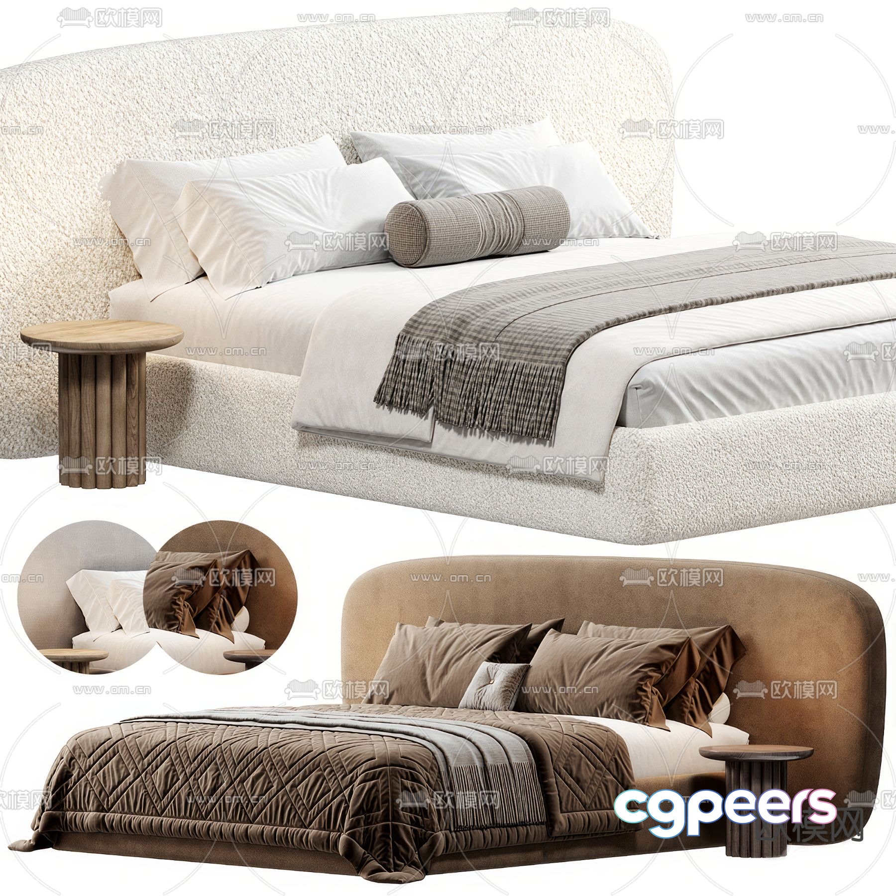 Modern double bed 3d model Modern double bed 3d model