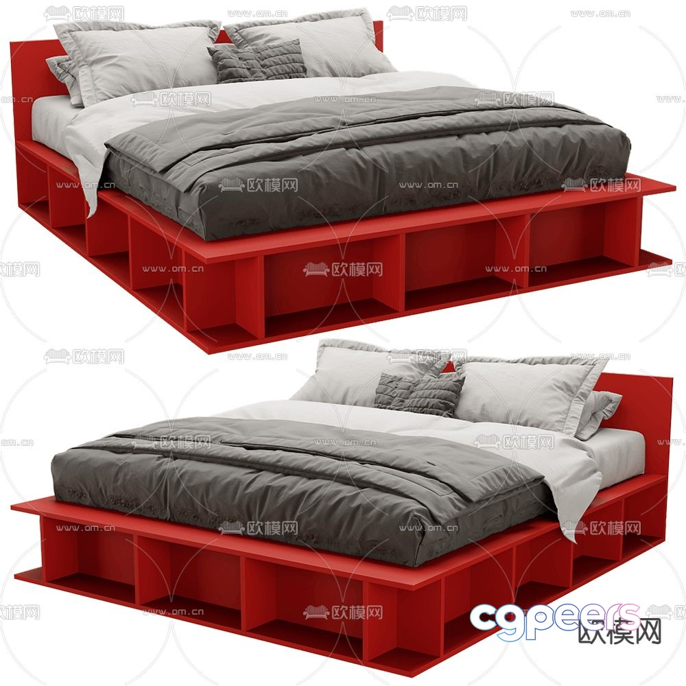 Modern double bed 3d model Modern double bed 3d model