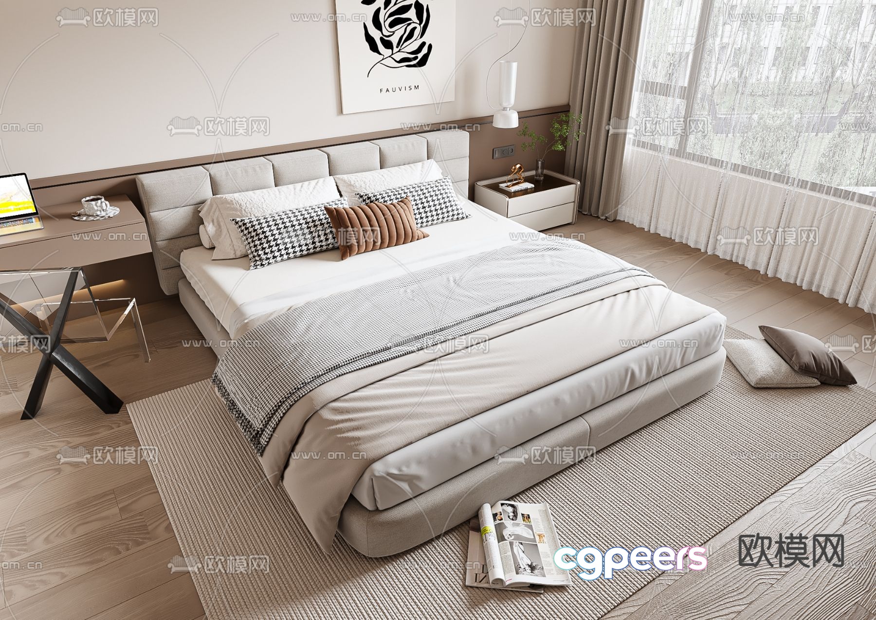 Modern double bed 3d model Modern double bed 3d model