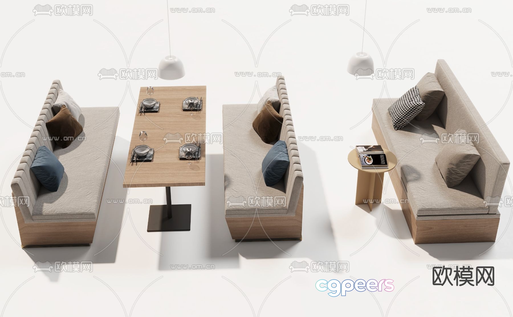 Restaurant sofa booth 3D model Restaurant sofa booth 3D model