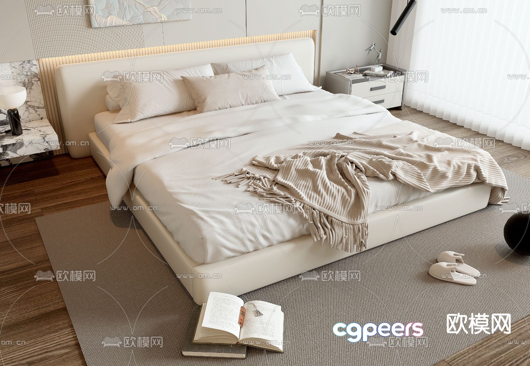 Modern double bed 3d model Modern double bed 3d model