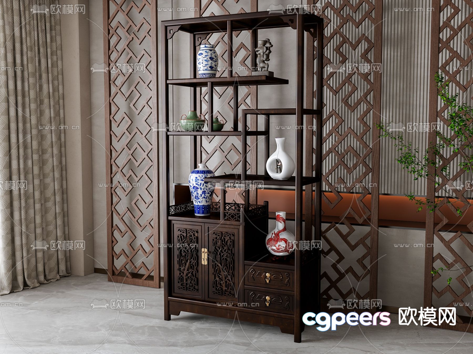 Bogu rack new Chinese style storage rack display rack 3d model Bogu rack new Chinese style storage rack display rack 3d model