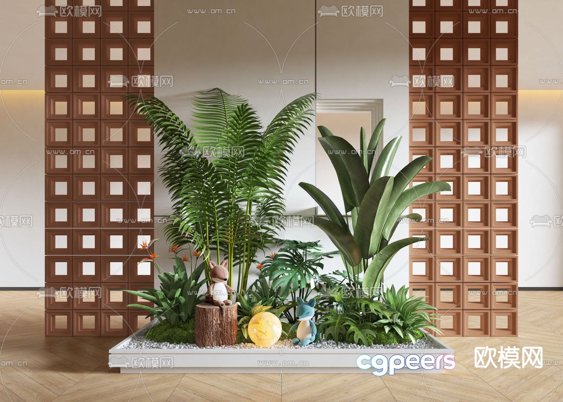 Indoor landscape plant landscaping cement brick 3d model Indoor landscape plant landscaping cement brick 3d model