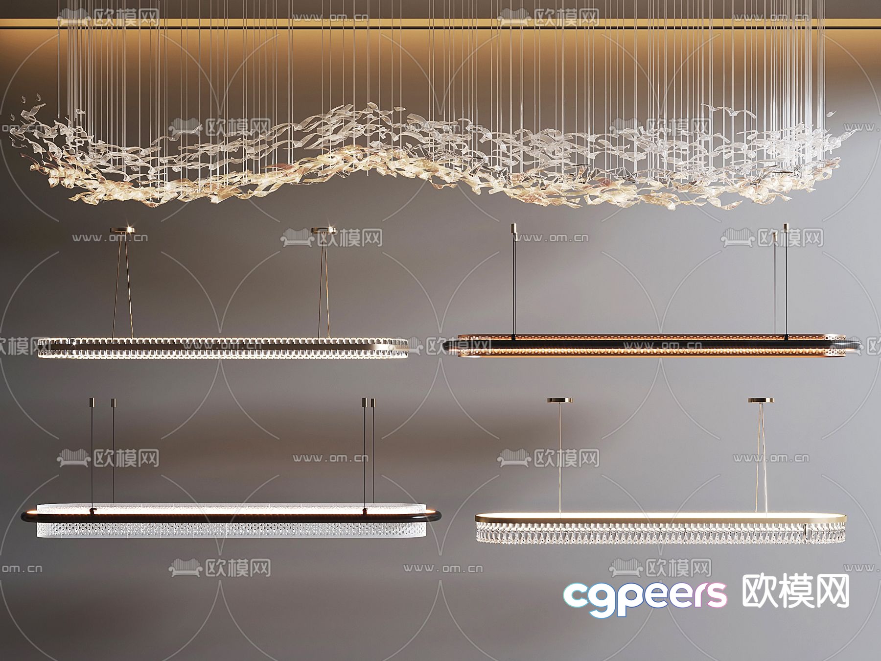 Long chandelier art chandelier 3d model Long chandelier art chandelier 3d model