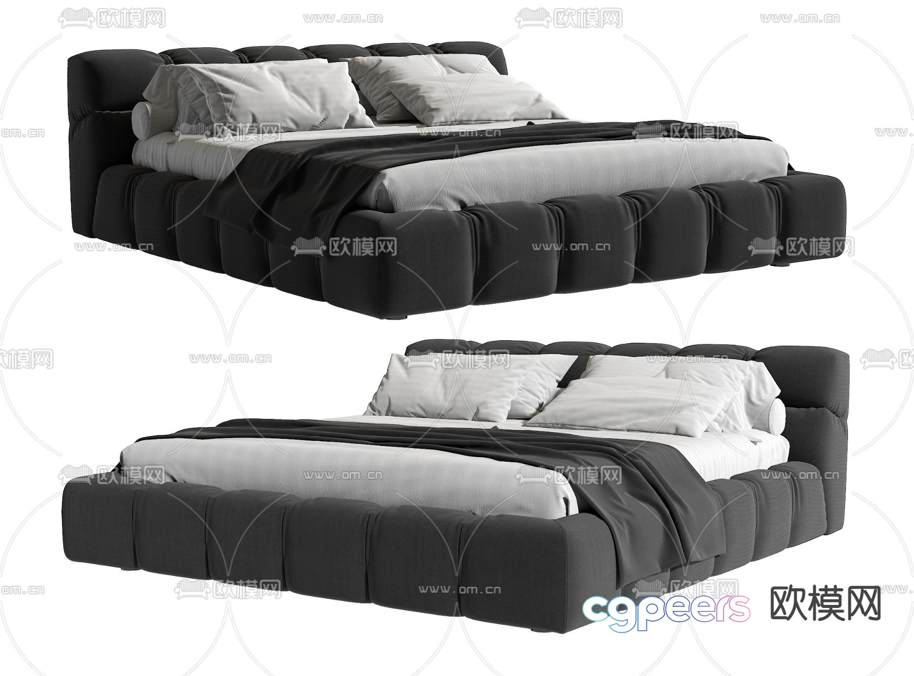 Modern double bed 3d model Modern double bed 3d model