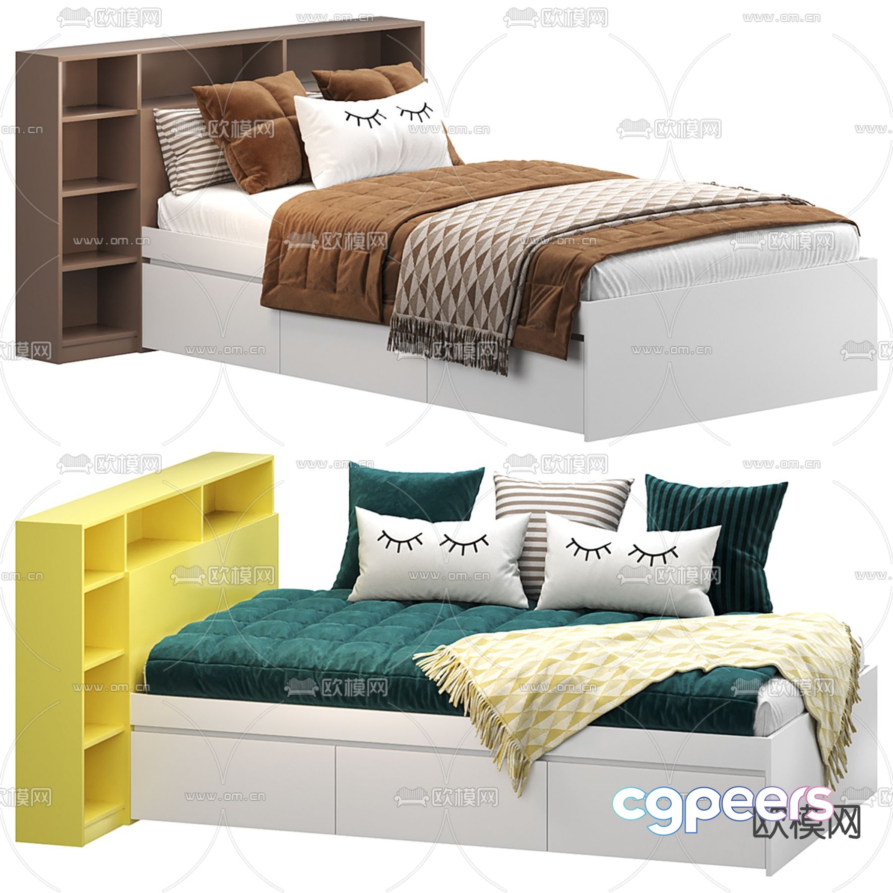 Modern double bed 3d model Modern double bed 3d model