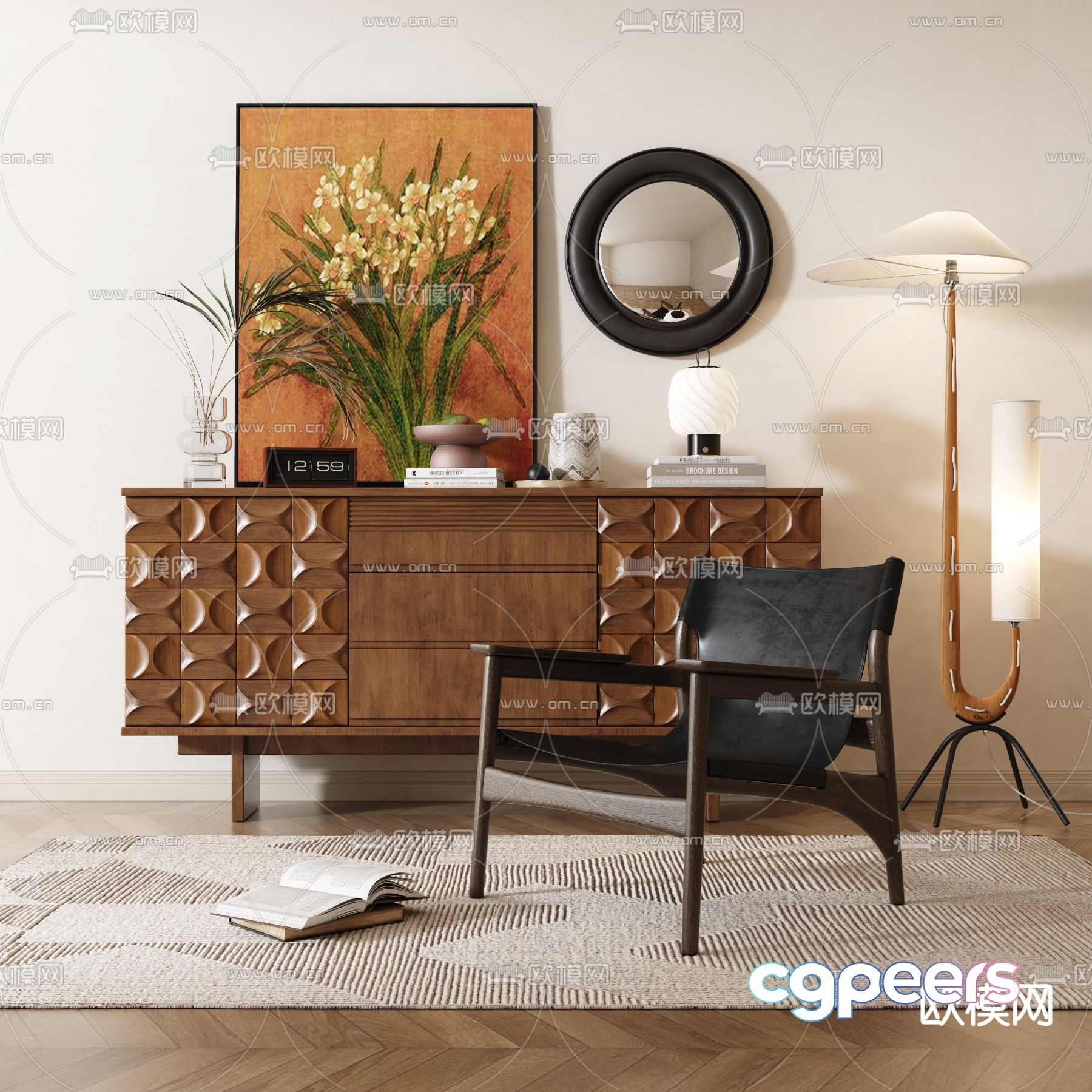 Wabi-sabi style entrance cabinet 3D model Wabi-sabi style entrance cabinet 3D model