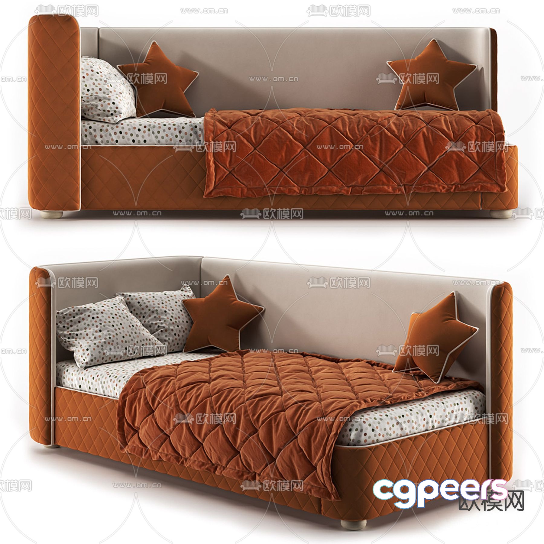 Modern single bed 3d model Modern single bed 3d model