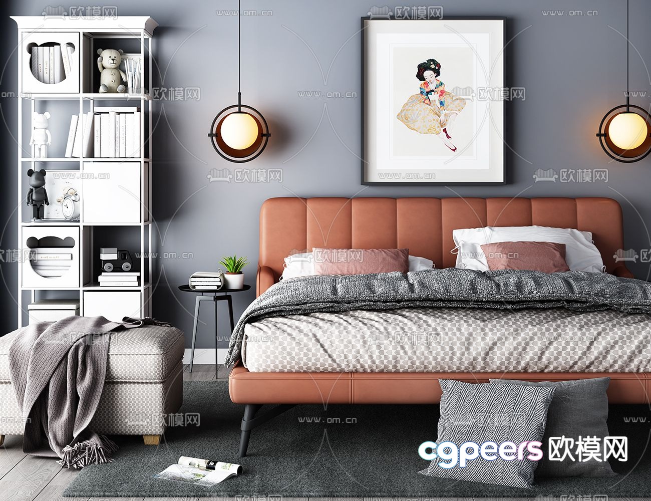 Modern double bed 3d model Modern double bed 3d model