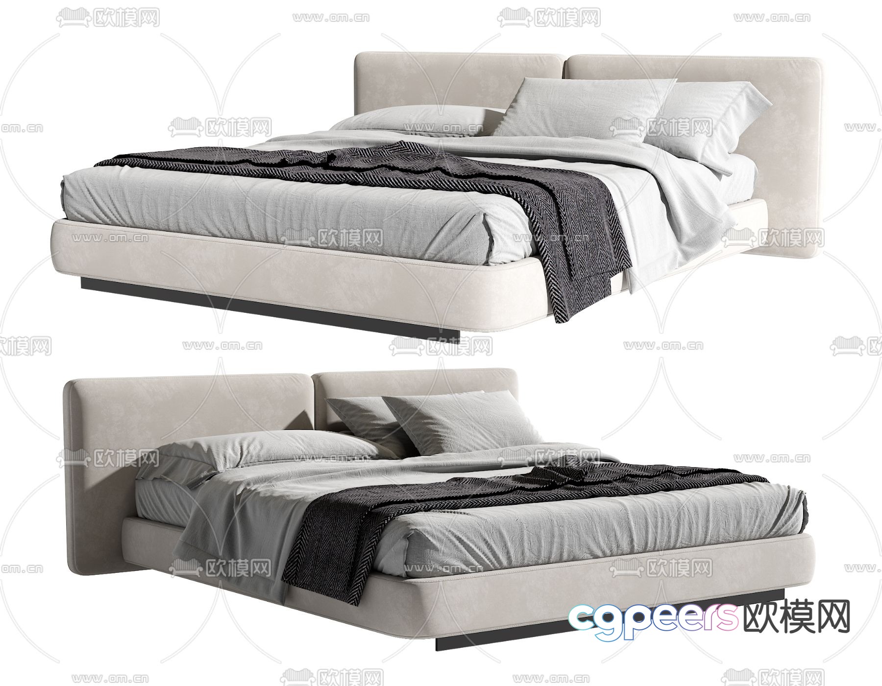 Modern double bed 3d model Modern double bed 3d model
