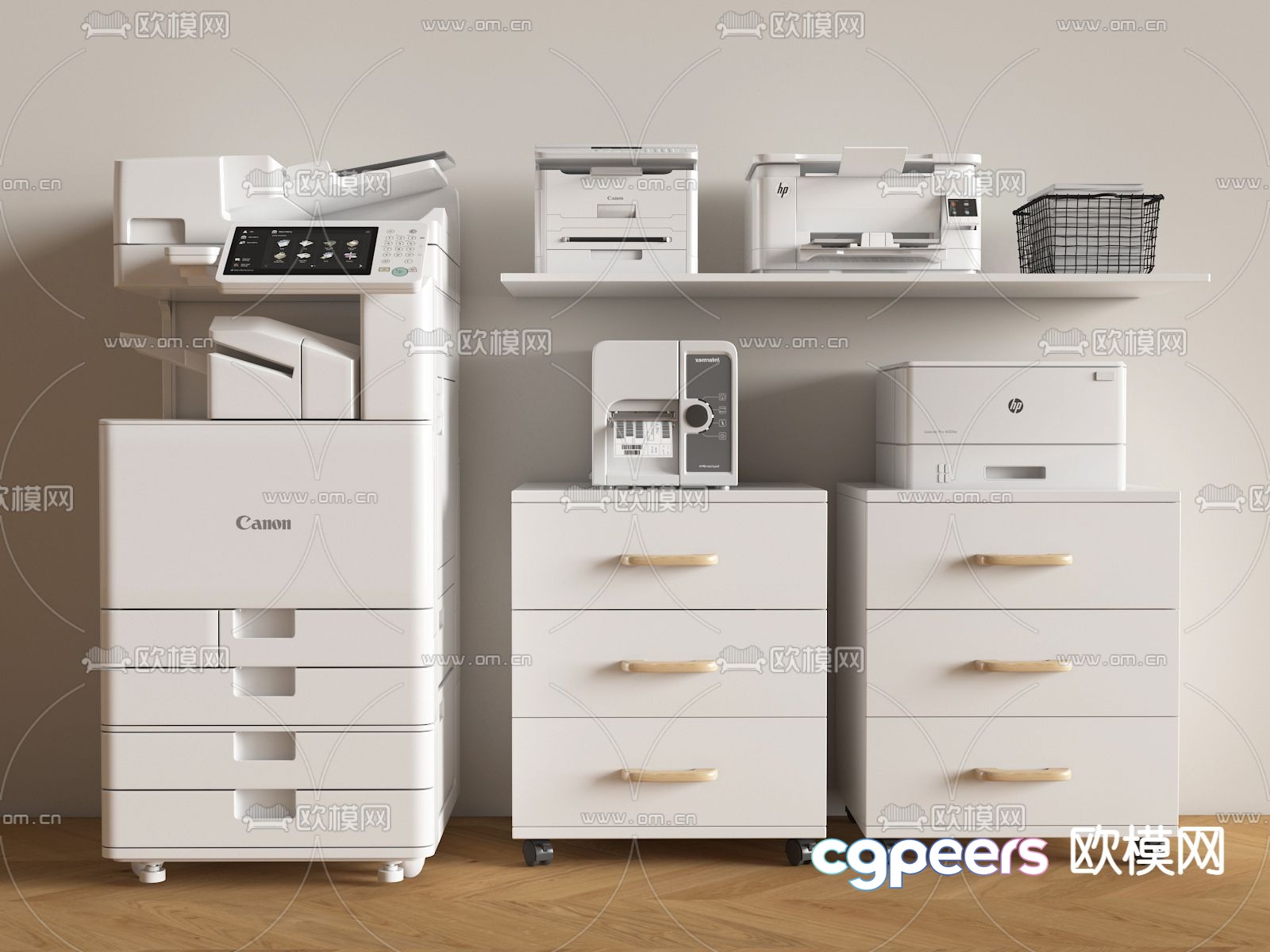 File cabinet copier printer 3d model File cabinet copier printer 3d model