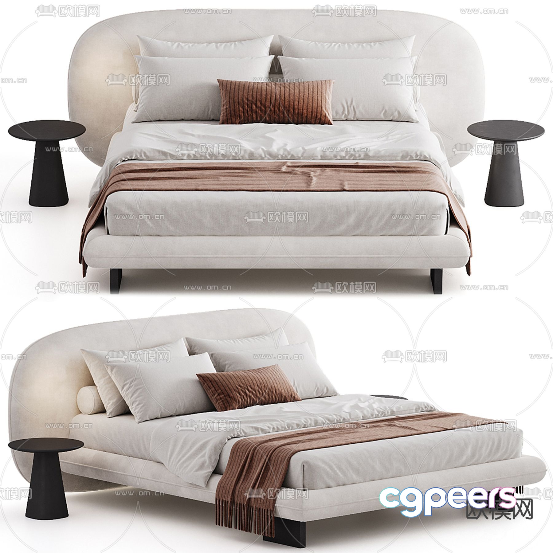 Fabric double bed 3d model Fabric double bed 3d model